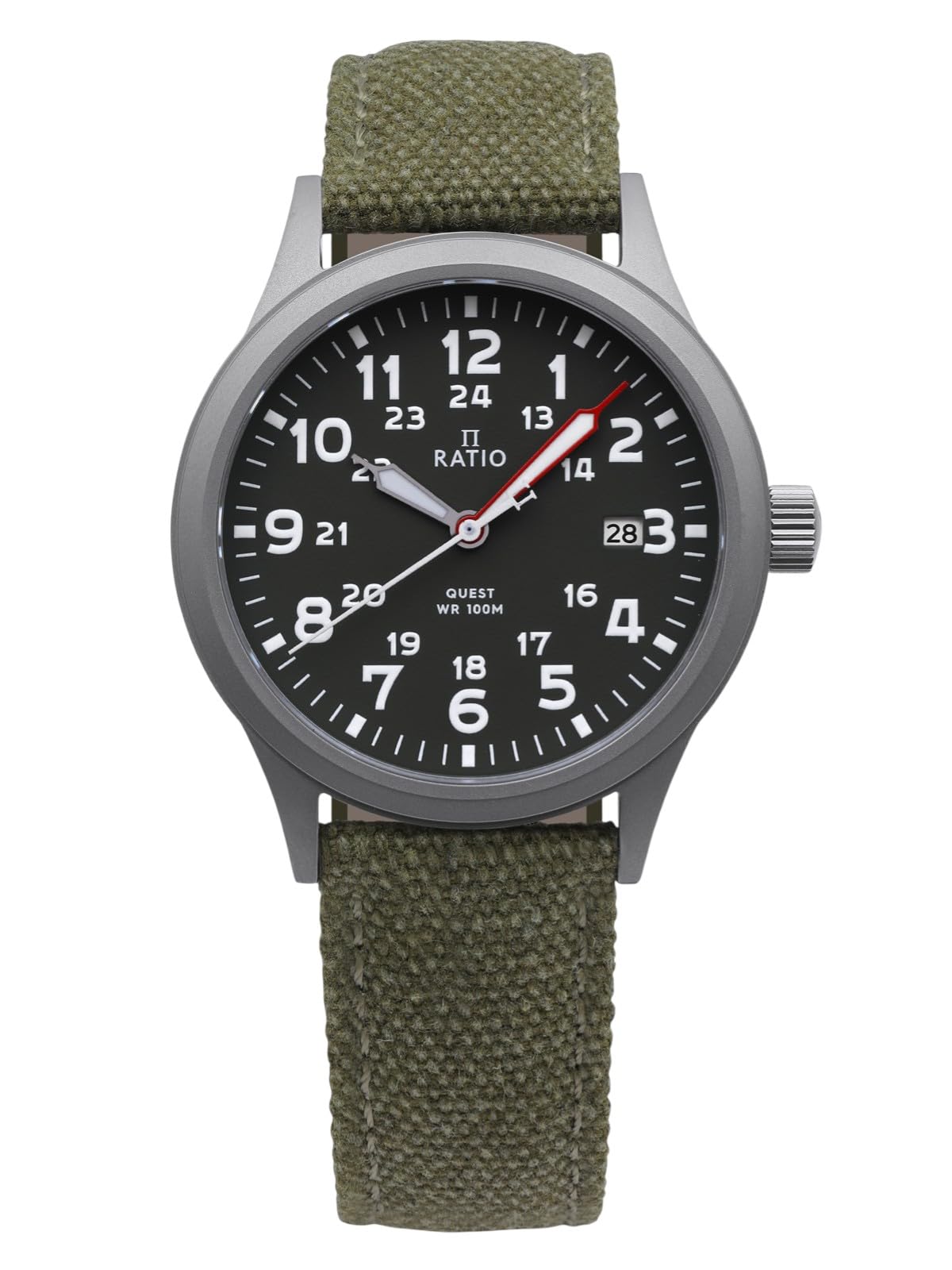 Quest Men's Field Watch Sapphire Canvas Strap Khaki Green Dial Quartz RTQ029 100M Lewis and Clark Edition-image-22