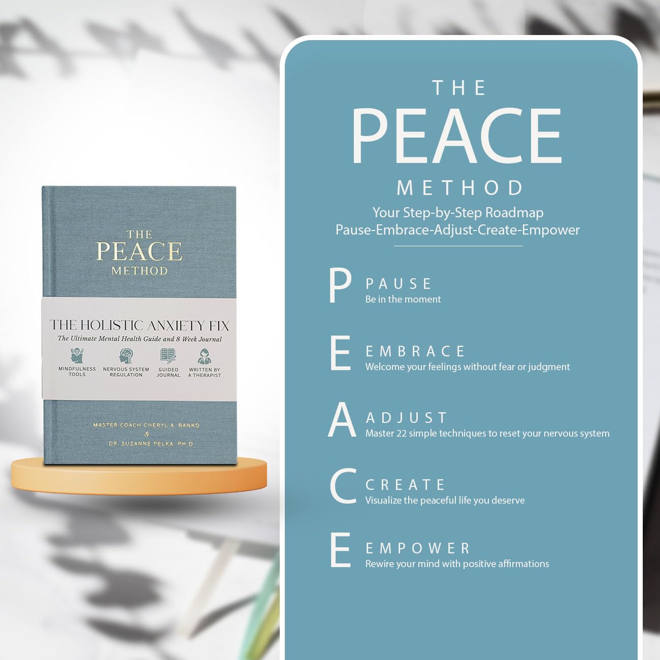The Peace Method The Holistic Anxiety Fix: Diario y manual de salud mental | Diario diario de 8 semanas con indicaciones | Diario de bienestar para aliviar el estrés | Diario de cuidado personal |