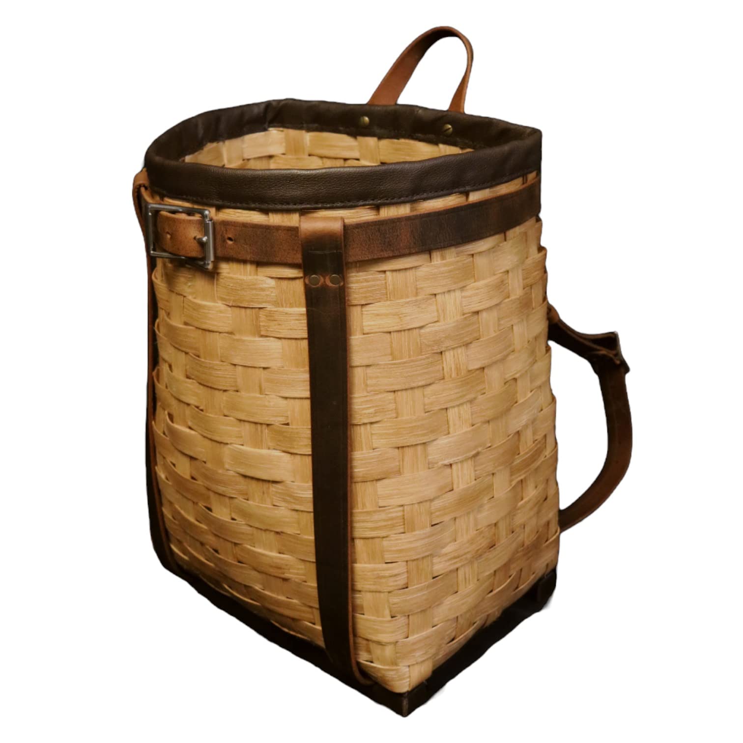 Pack Basket, Basket Backpack, Adirondack Style Hunting, Trapping, Guiding Woven Basket Pack with Leather Straps