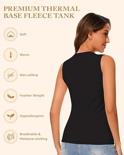 Miniatura 4 de Camiseta Interior Térmica Tank Top sin Mangas de Forro Polar Cami Top Térmico sin Mangas Camiseta Interior Cálida Capa Base para Mujeres Clima Frío