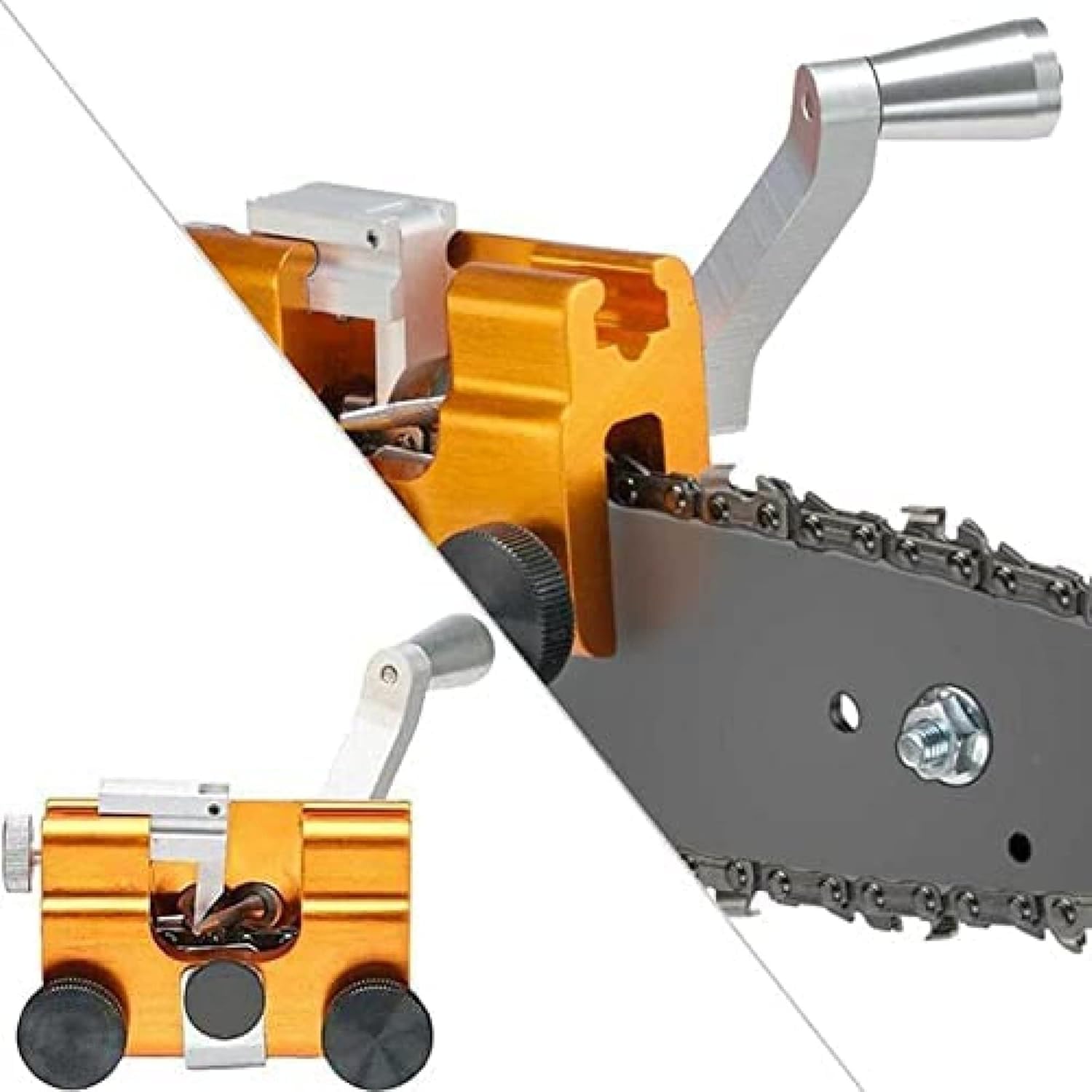 Plantilla De Afilado De Cadena De Motosierra, Kit De Afilador De Motosierra Afilado De Motosierra De Lujo, Adecuado para Todo Tipo De Motosierras, con 3 Cabezales De Esmerilado, with 1 Grinding Head