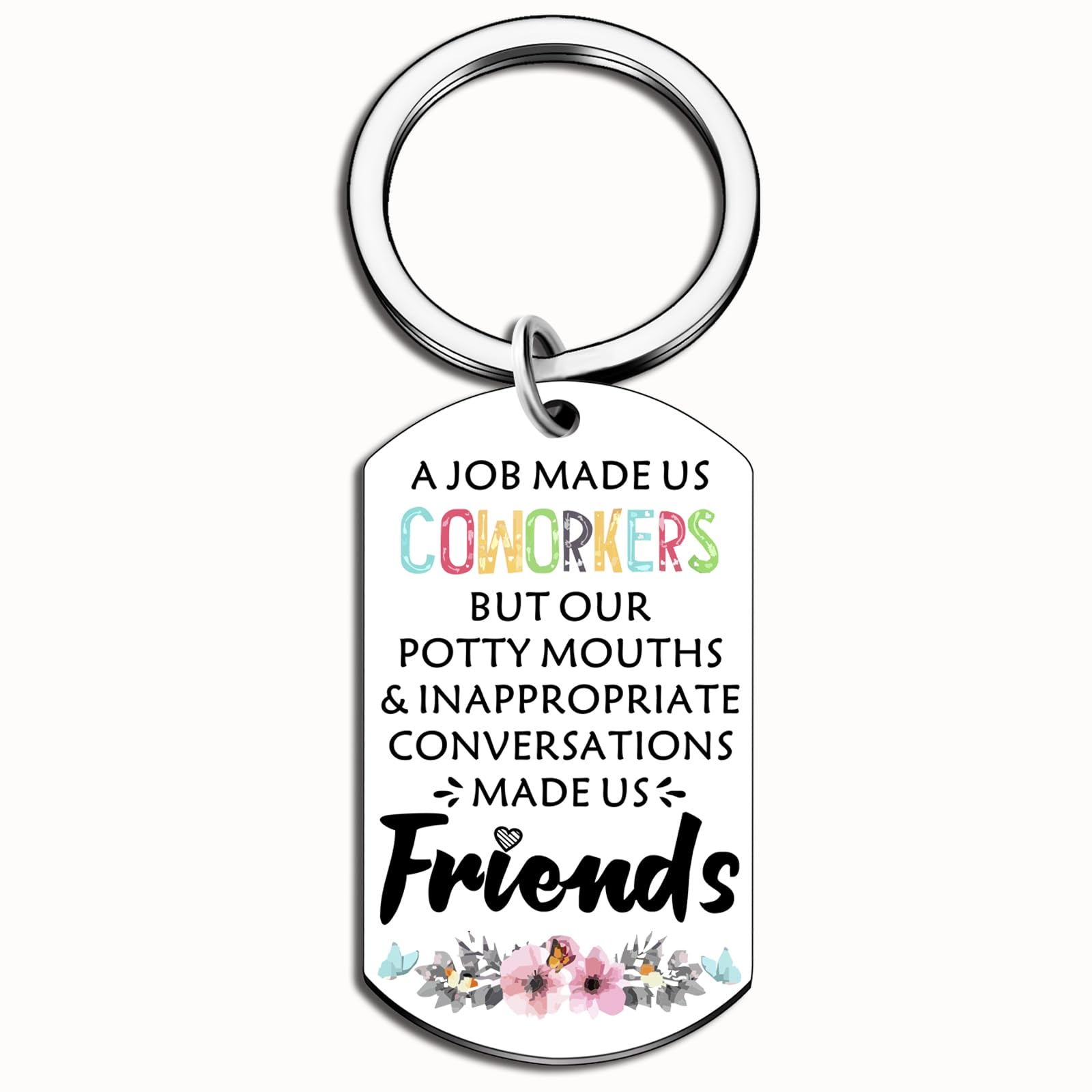 Davrock Group Gifts for Coworkers Work Friendship Gift Best Friend Keychain Co Worker Gifts for Women Funny Keychain Work Besties Gift for Women White