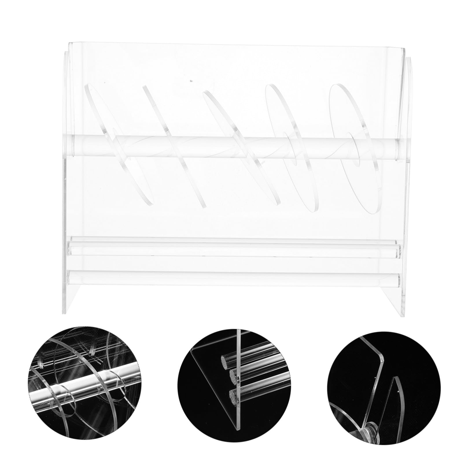 Dispenser Regolabile da Scrivania per Etichette in Acrilico 6 Dischi Organizzatore Etichette Resistente Supporto Porta Rotolo Adesivo per Ufficio e Scuola
