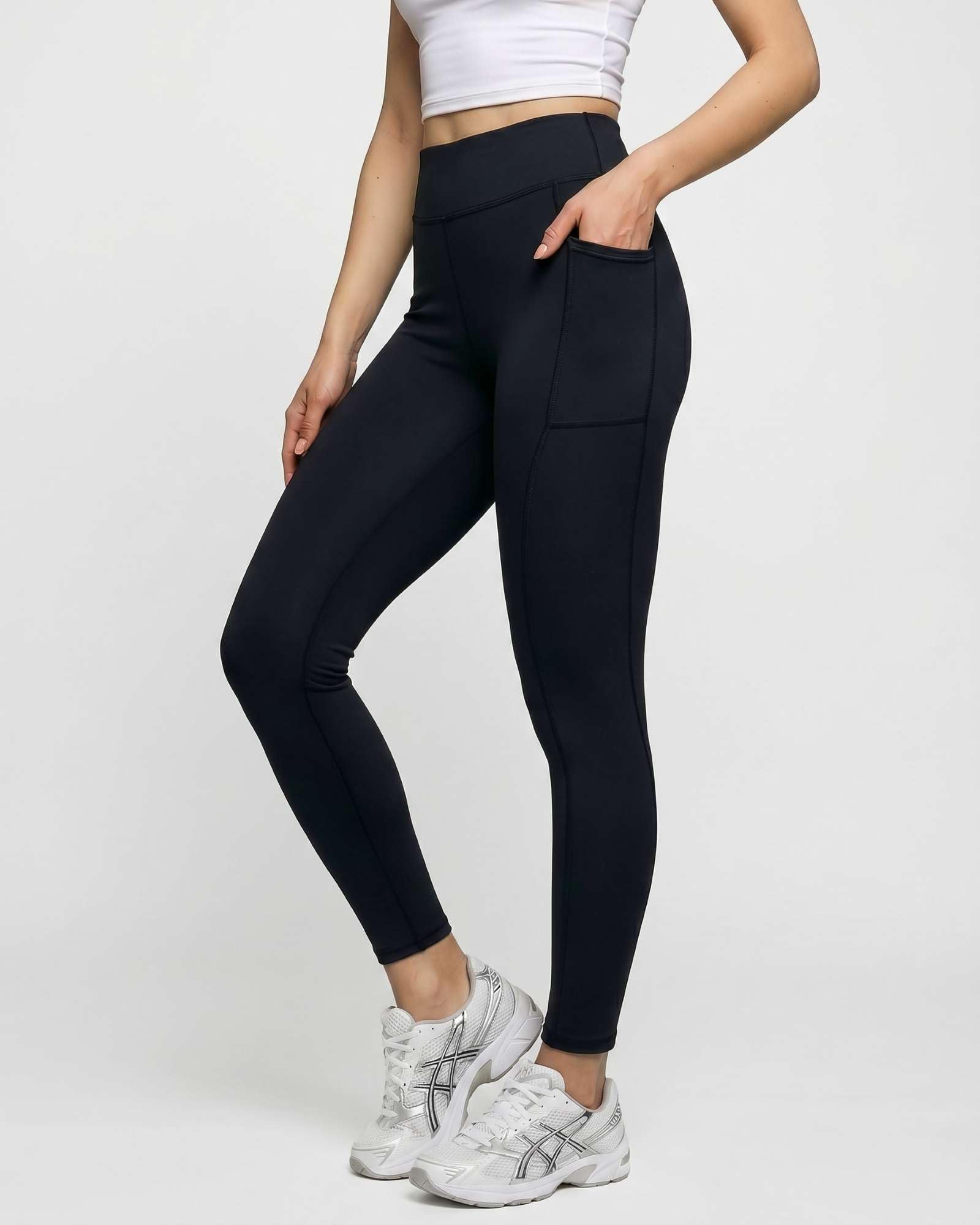 Real Essentials 4er-Pack: Damen-Leggings, volle Länge, enganliegend, athletisch, Yoga, Performance, mit Taschen (erhältlich in Übergröße)