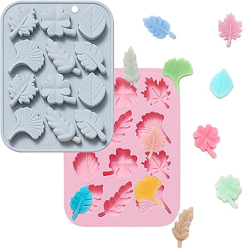 Molde de silicona para fondant de caramelo de chocolate con hojas de otoño, molde en forma de cerebro 3D de 12 agujeros, molde de galletas de