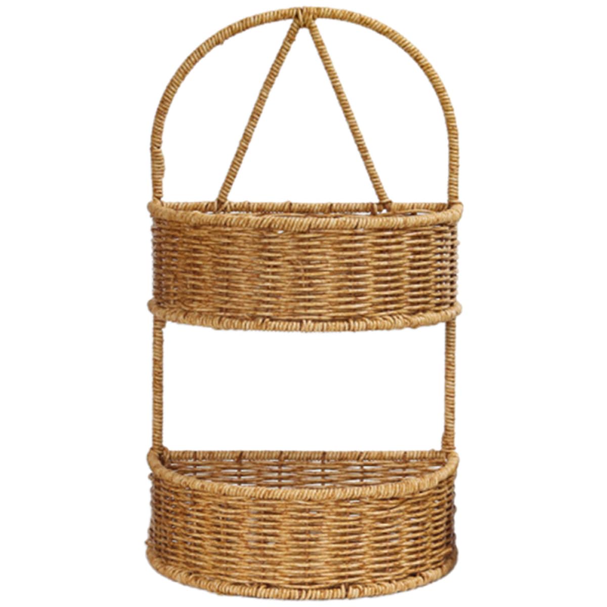 Cesta Colgante Tejida de Hierro y Pp para Baño y Cocina, Diseño de 2 Niveles, Optimización de Espacio