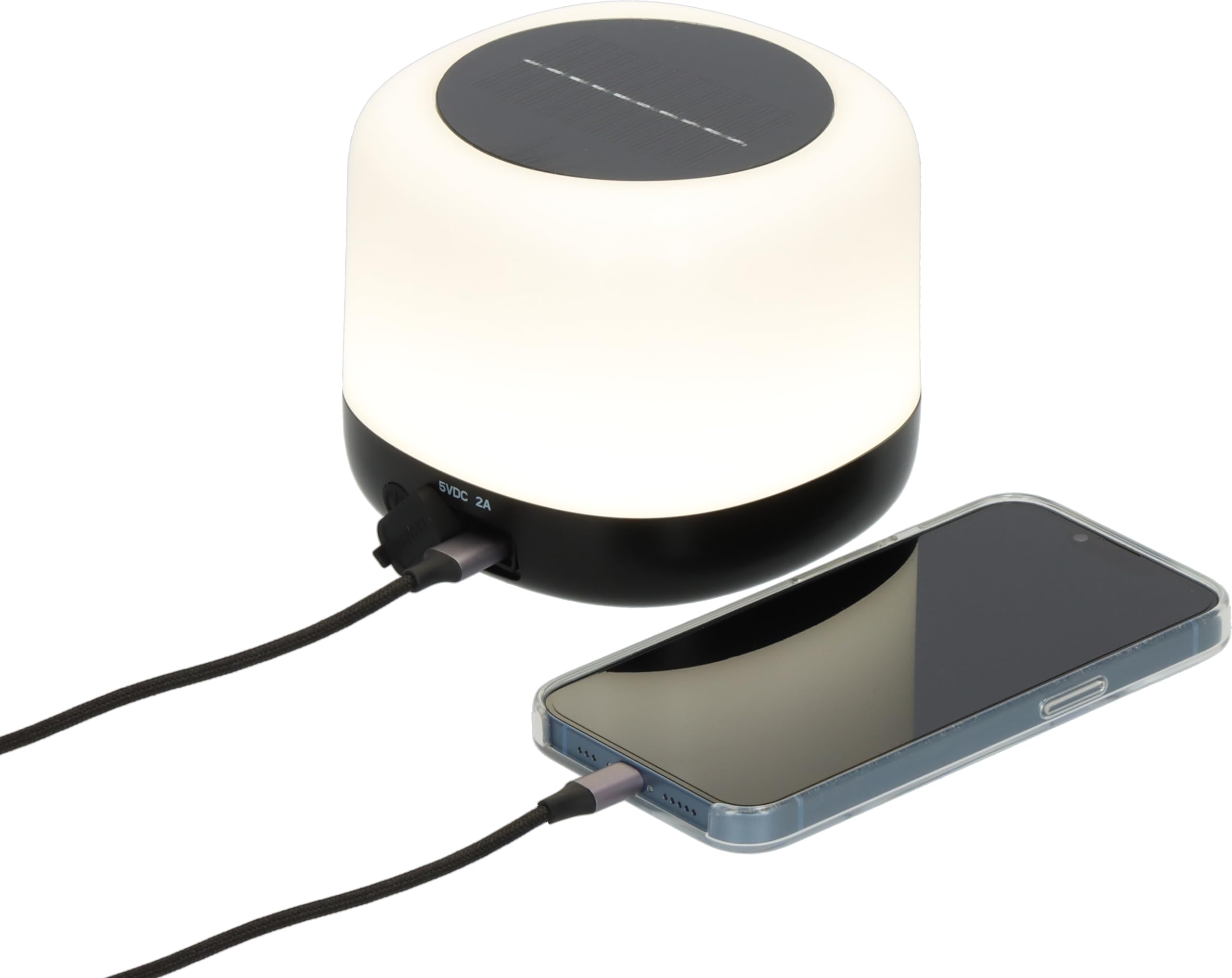 Brennenstuhl ładowalna solarna lampa zewnętrzna LED GL 400 AS (lampa kempingowa IP44 o mocy 400 lm, czas świecenia do 45h, 3 poziomy przełączania, wymienny akumulator 18650, powerbank, kabel USB C)