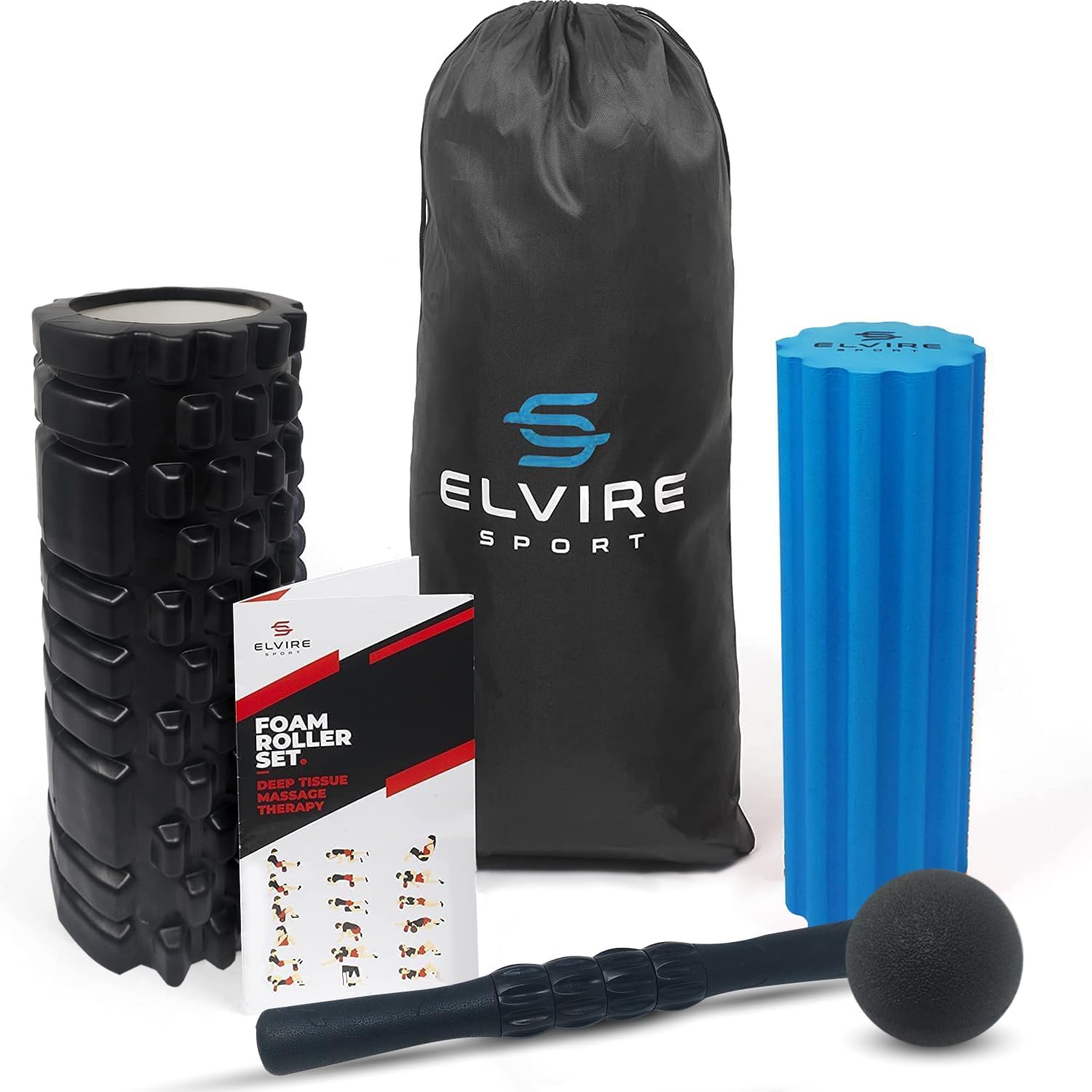 ELVIRE SPORT Foam Roller Deep Tissue Massager Set - Includes: Foam Rollers, Soft Massage Roller, Muscle Roller Stick, Massage Ball - Relieves Pain: Back, Legs & Neck | Back Roller for Exercise-image-38
