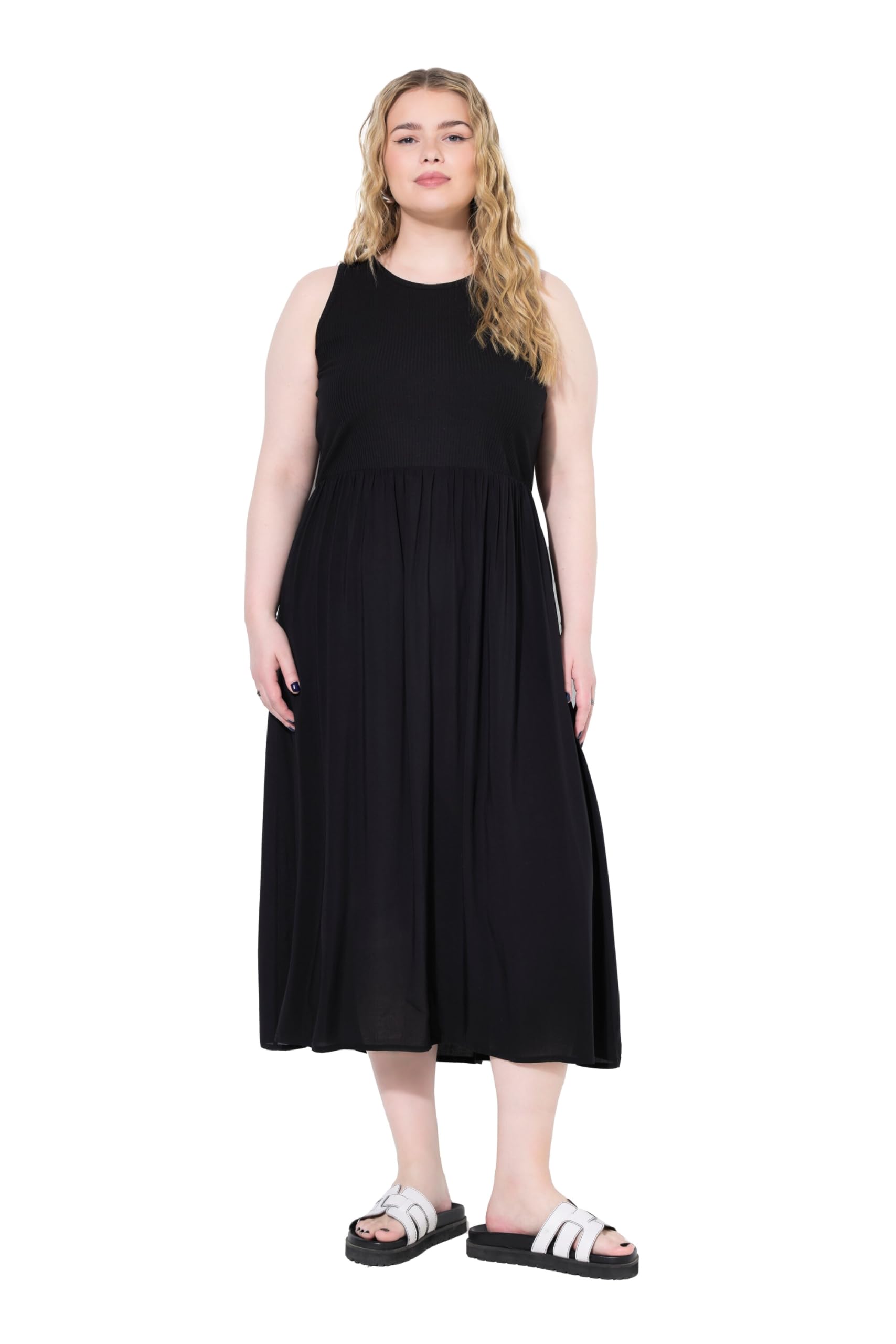 Studio Untold Damen große Größen Übergrößen Plus Size Maxikleid, A-Line, Patchoptik, Jerseytop 840311