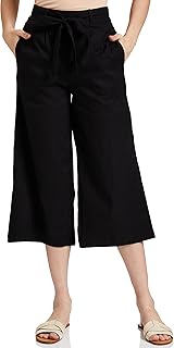 amazon brand - symbol Women's Regular High Rise Calf Length Culotte Office Pants (with Self Fabric Belt)-picture-55
