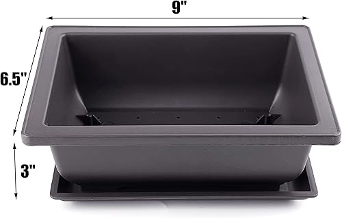 Miniatura 3 de Yesland Paquete de 6 macetas de entrenamiento para bonsái, bandejas clásicas de humedad profunda de 9 pulgadas con malla integrada, maceta cuadrada