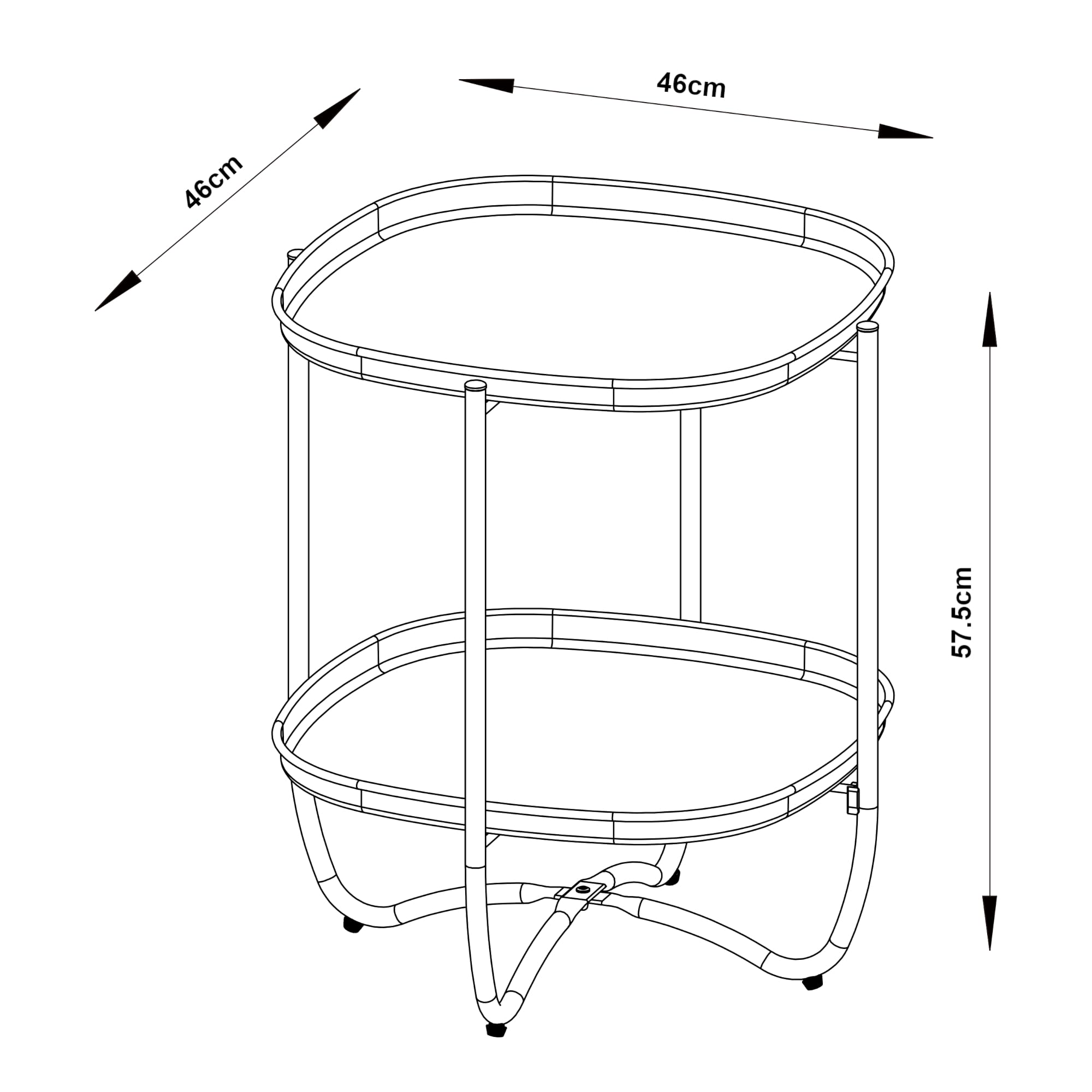 [en.casa] Mesita de Jardín Sandefjord Mesa de Café de Patio con 2 Bandejas Extraíbles Estilo Moderno Mueble de Jardín Terraza Balcón Acero 57,5 x 46 x 46 cm - Verde