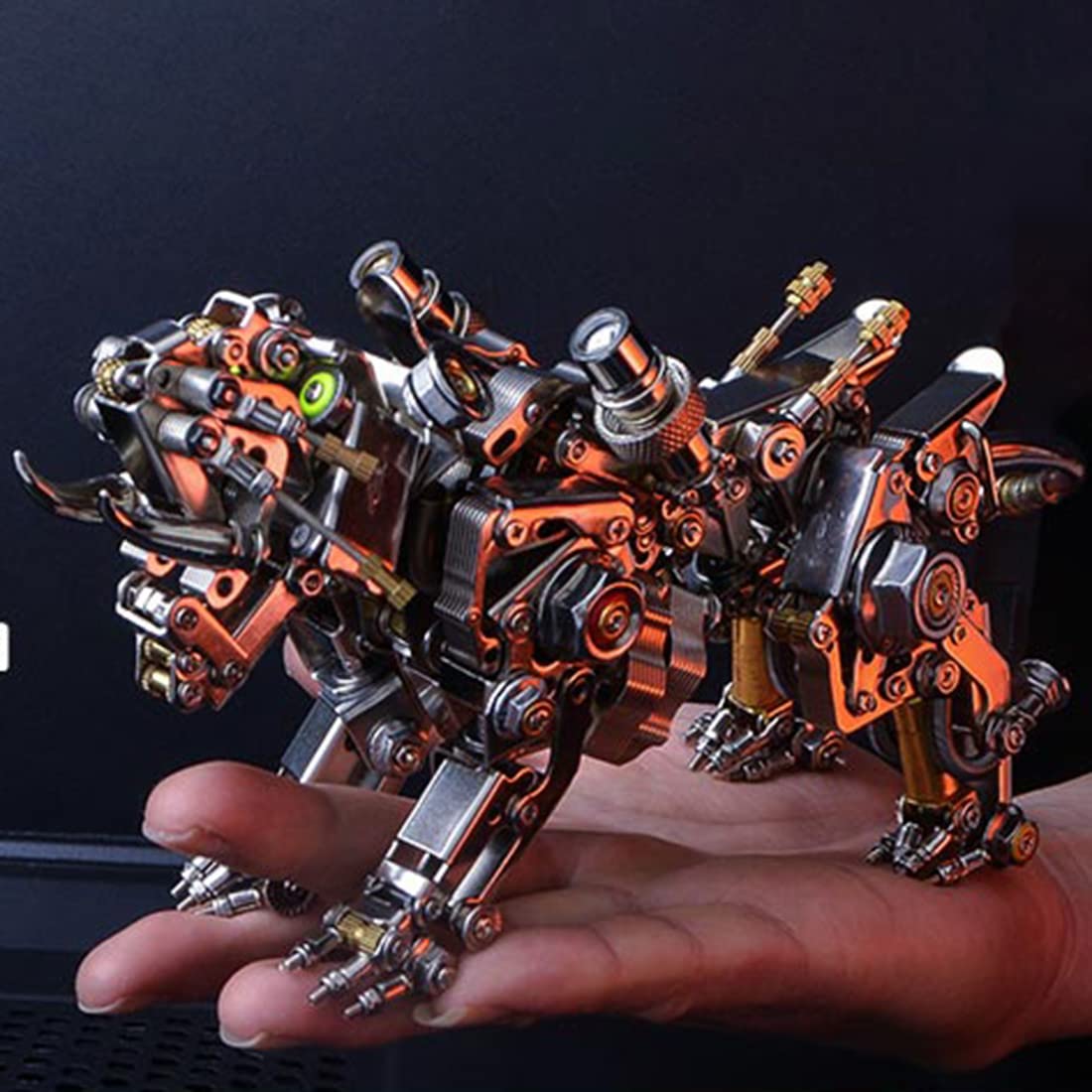 Puzzle 3D metalu, 700-elementowy model montażowy tygrysa, zestaw modeli 3D metalowymi elementami i światłami, wycinany laserowo model mechanicznej układanki - Smilodon