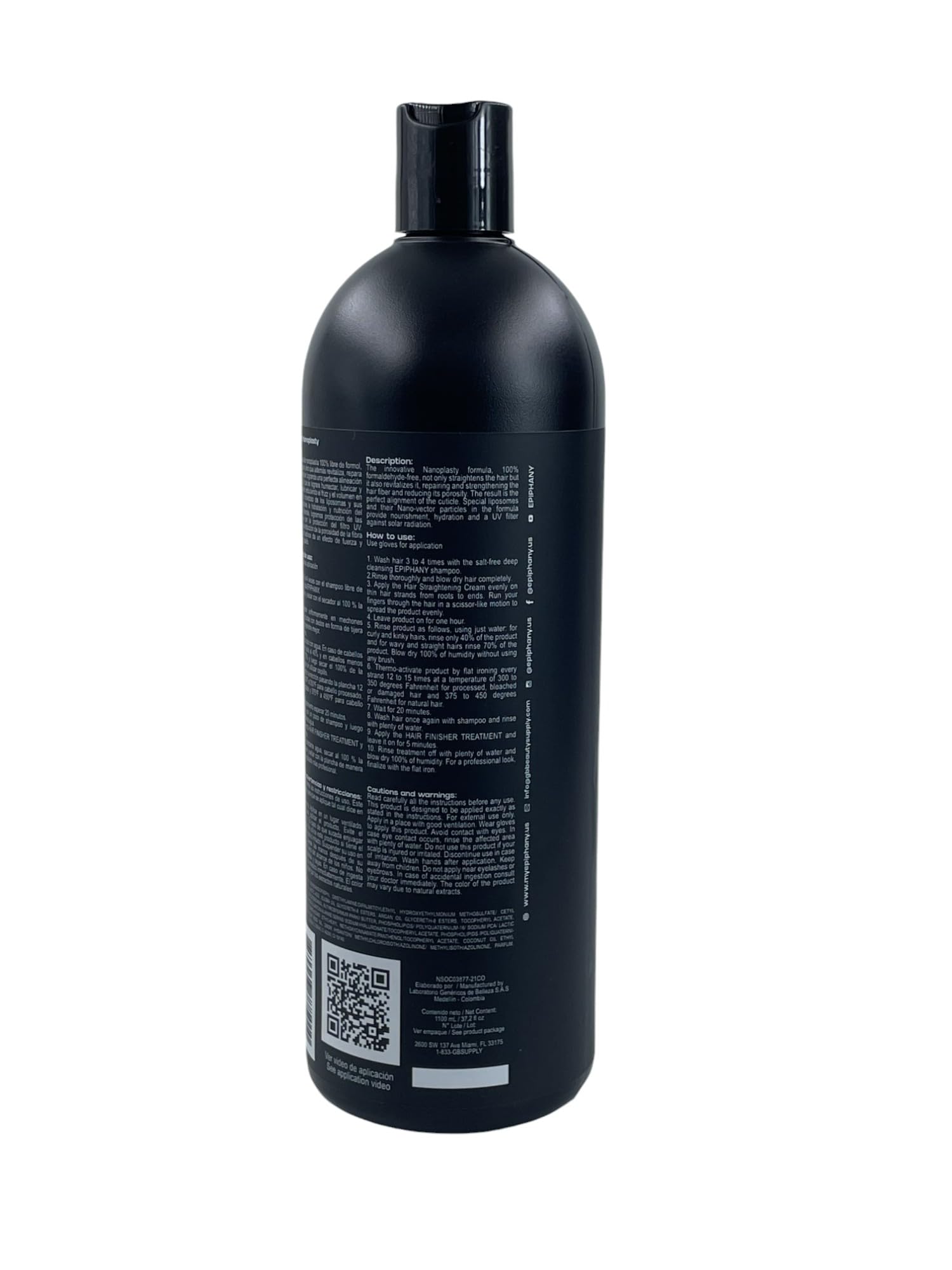 Epiphany Treatment Sleek Reactive Smoothing Cream Solar Filter Hair Straightening 38.8oz/1000g