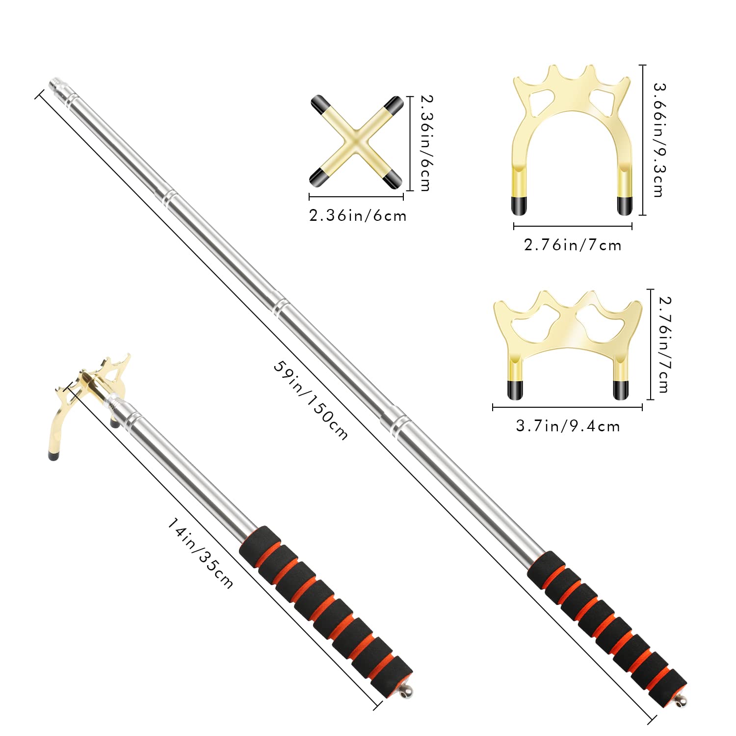 4 PCS,Billards Cue Stick Bridge,Retractable Billiards Cue, 3 PCS Removable Brass Bridge Head,Pool Cue Accessories,Pool Table Accessories for Pool Table