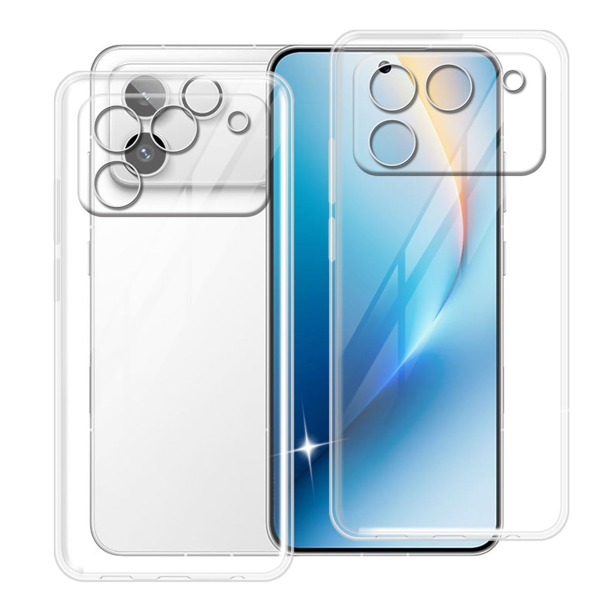 Case for Honor Win RT (6.83") Phone Cover Full Body Protection Shockproof Anti-Scratch Transparent Silicone Soft TPU Back Bumper for - [2 Pieces]