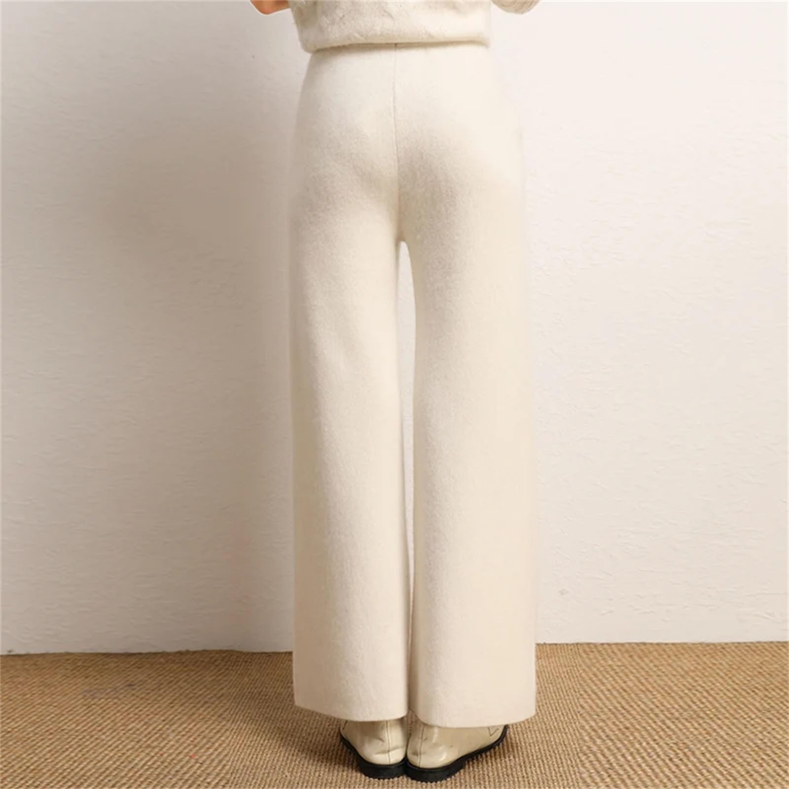 FULBHPRINT Autunno Inverno Donne 100% Cashmere Pantaloni A Vita Alta Maglia Cashmere Pantaloni Addensare Gamba Larga Leggings
