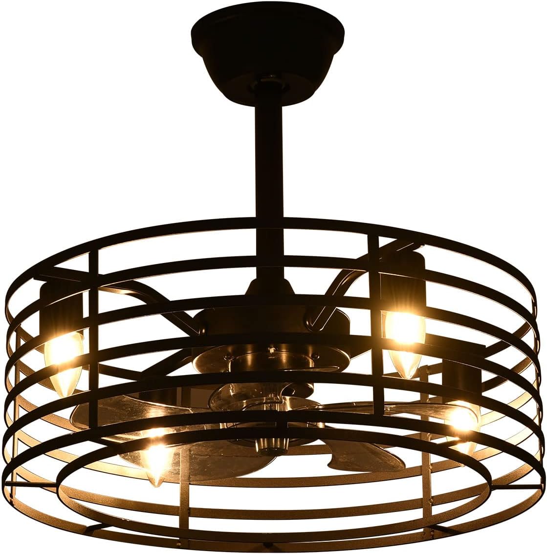 Industrial Ceiling Fan with Lights 20inch Enclosed Ceiling Fan Indoor w