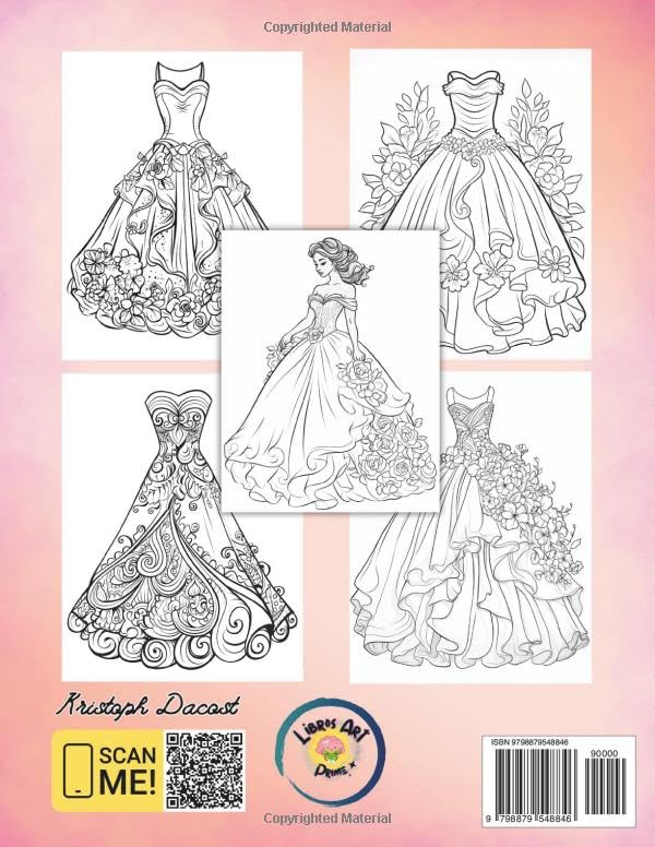 Dresses : A Fashion Gown Coloring Book For Adults and Teens: Vintage and Modern Designs, Floral Patterns, Victorian Gowns, Gift of Creativity, Perfect for Women And Girls, Relaxation, Stress Relief image 3
