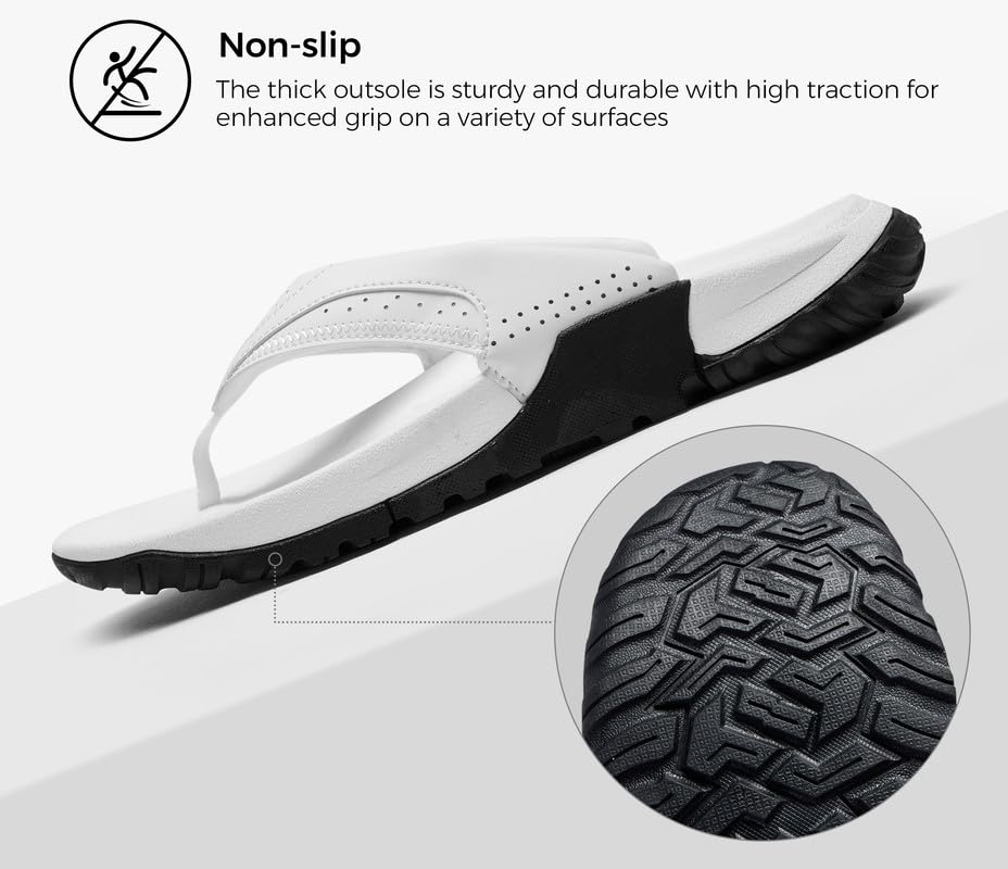 Image of AIRHAS Mens Arch Support Walking Flip Flops Durable Comfort Outdoor Thong Sandals for Men Non Slip Summer Beach Sandals
