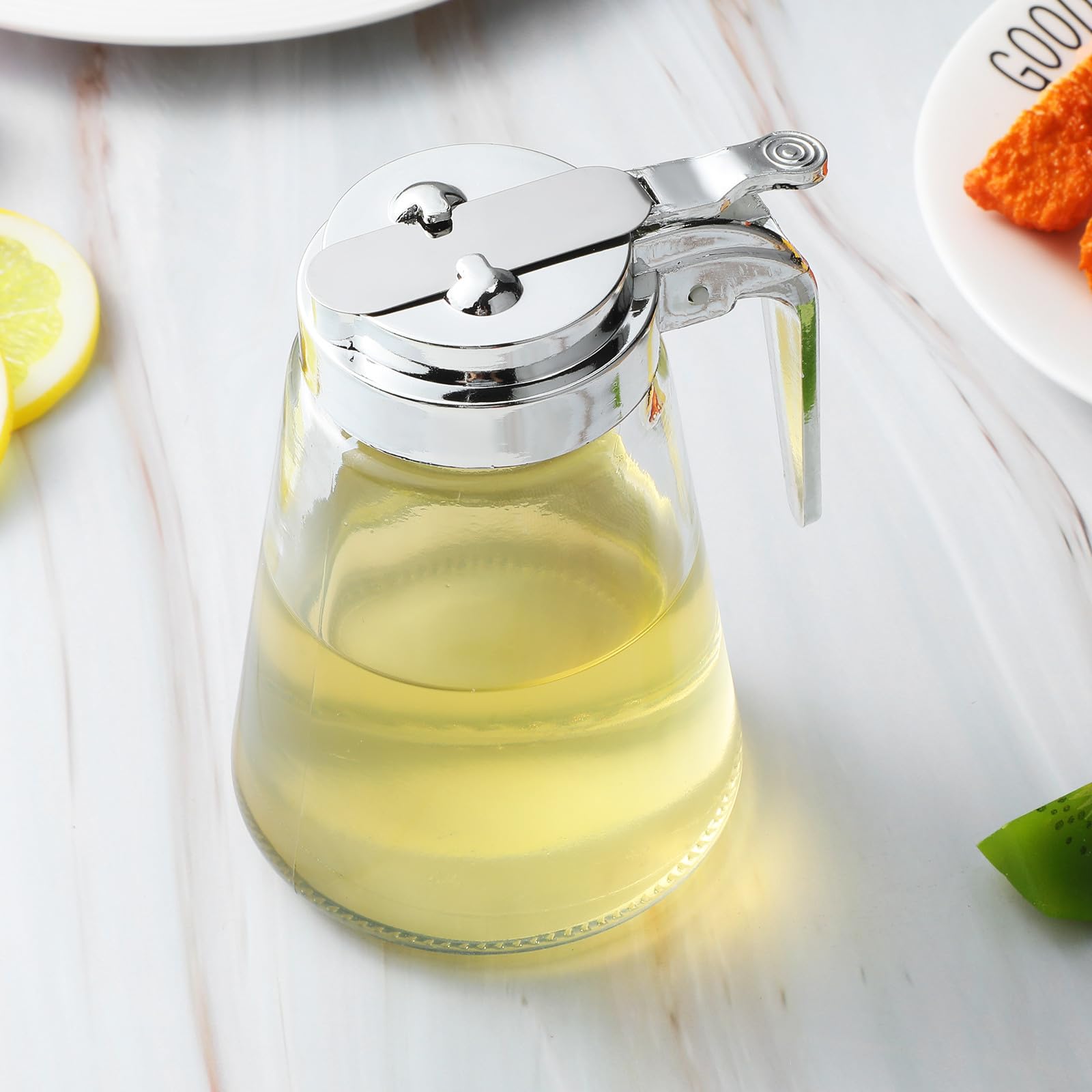 Dispensador de Jarabe de Vidrio Multifuncional y Hermético de 300ml Set de 2 Piezas Adecuado para Café, Miel o Condimentos en Cocina