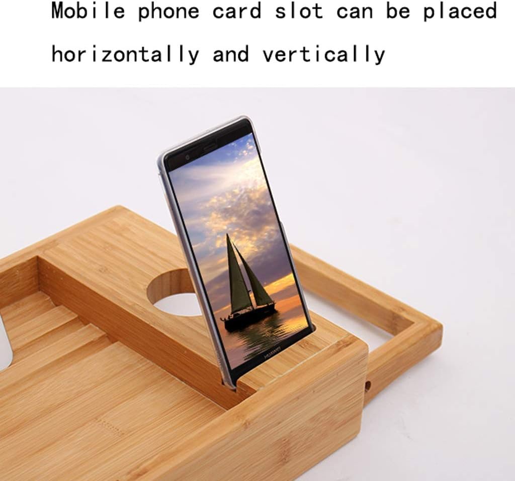 Tray Wood Bathtub Caddy Tray Shelf Bathtub Tray Rack with Tablet Holder Towel Tray Extending Sides Wine Glass Bathroom Rack Organizer (Color : A)