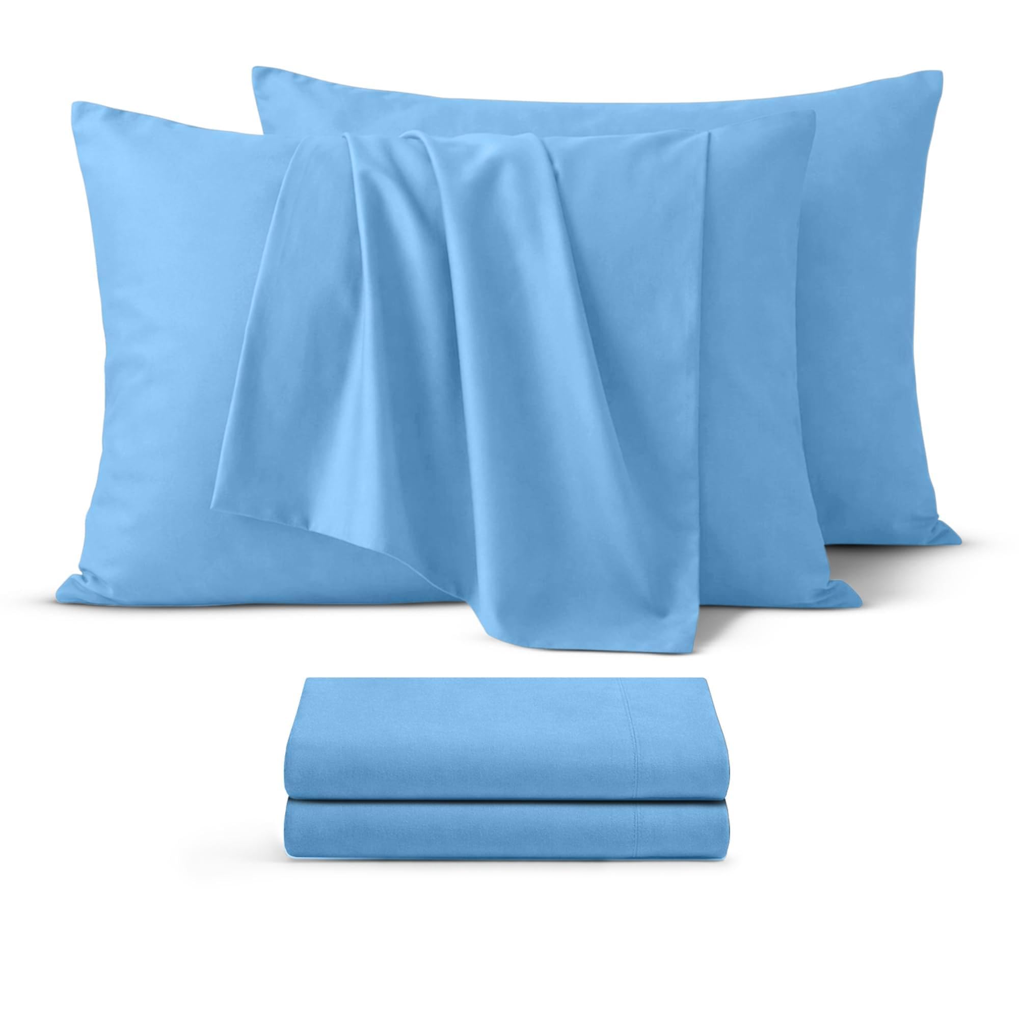 BEDIO Blue Pillow Cases 2 Pack (Pillows Not Included) – Standard Size 100% Brushed Microfiber Pillowcases with Envelope Closure Pillow Covers (50x75 cm)