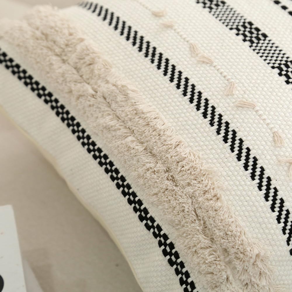Czarno-białe frędzle poszewka na sofę diamentowa kratka poszewka na poduszkę do dekoracji tekstyliów domowych 45 x 45 cm