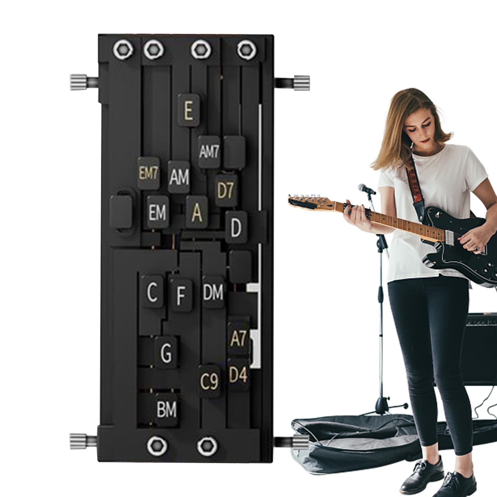 Guitar Chord Presser, Presser per accordi portatile, accessorio per chitarra, design leggero, facile uso, 13x6cm, per adolescenti, principianti, familiari, amici, giovani, , suonare