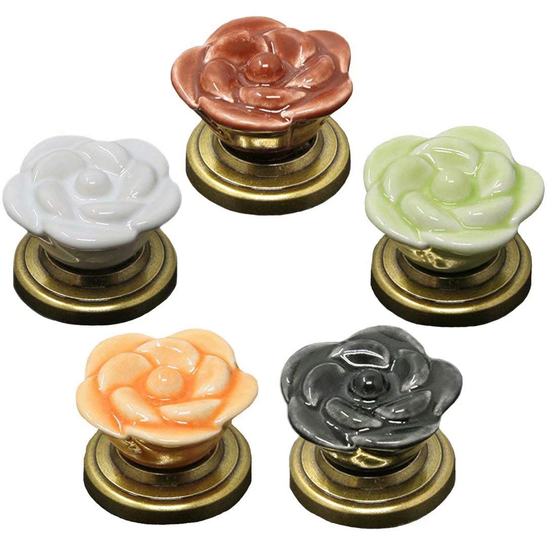 Klamki do drzwi, ceramiczne klamki do drzwi, uchwyt do szafki, ceramiczne drzwi do szafy ciągnie klamki do drzwi szuflady szafki, 10 szt (Color : Schwarz, Size : Style A)