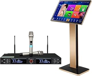 2023 New Chinese Karaoke Machine,21.5 inch All-in-one Machine with Professional Wireless Microphones,Effect Cloud Free Download New Songs Home Party Karaoke Playbackï¼ˆ4T Harddiskï¼ŒBlackï¼‰
