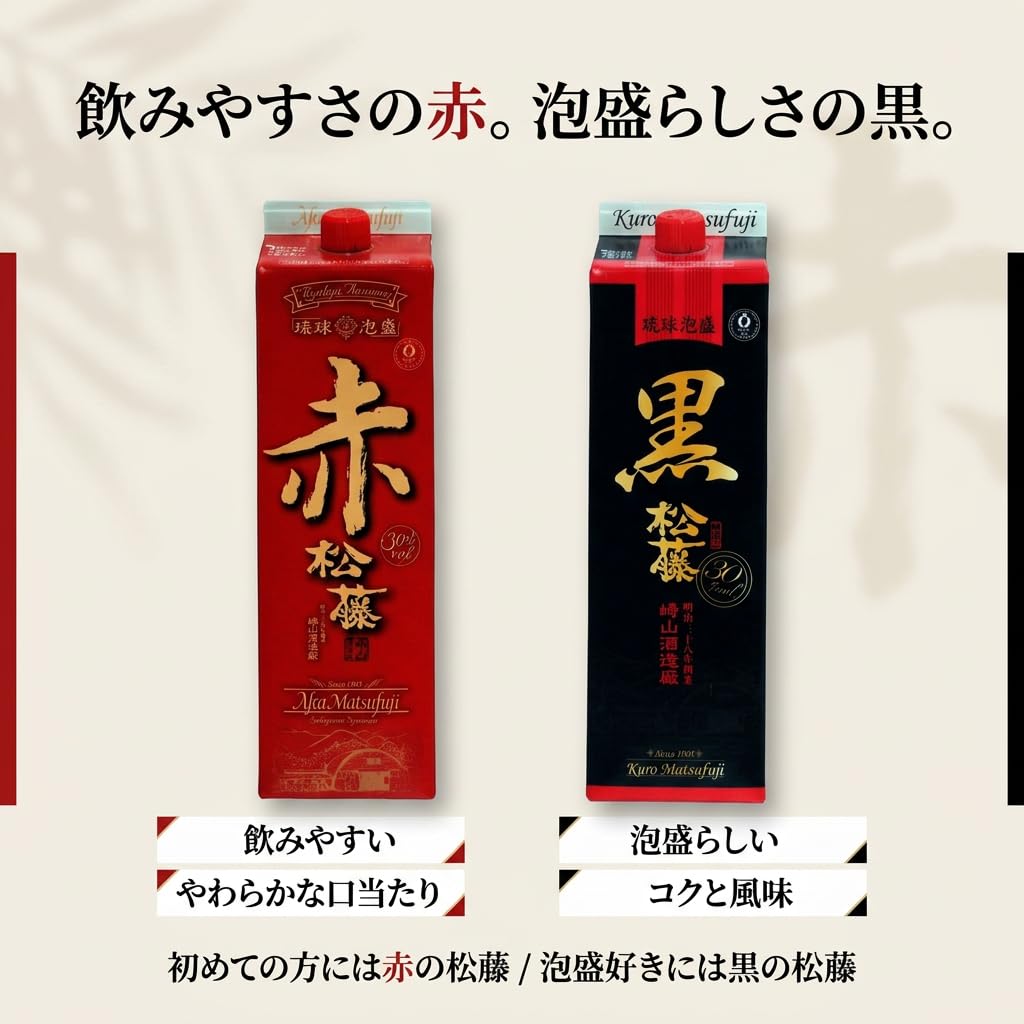 Amazon.co.jp: 【沖縄 銘酒 泡盛】紙パック 黒の松藤 古酒 配合 30度