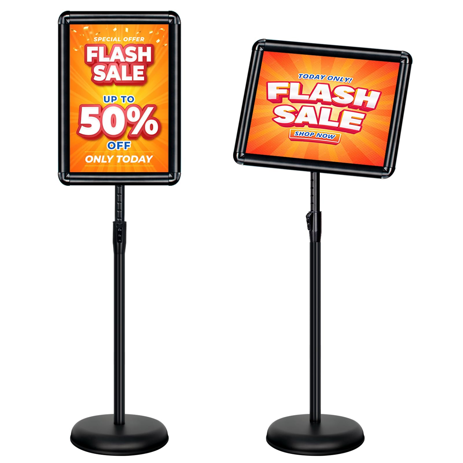 VAIIGO 11x17 Inch Adjustable Pedestal Poster Sign Stand, Heavy Duty Floor Standing Sign Holder Stand Aluminum Snap Open Frame for Vertical and