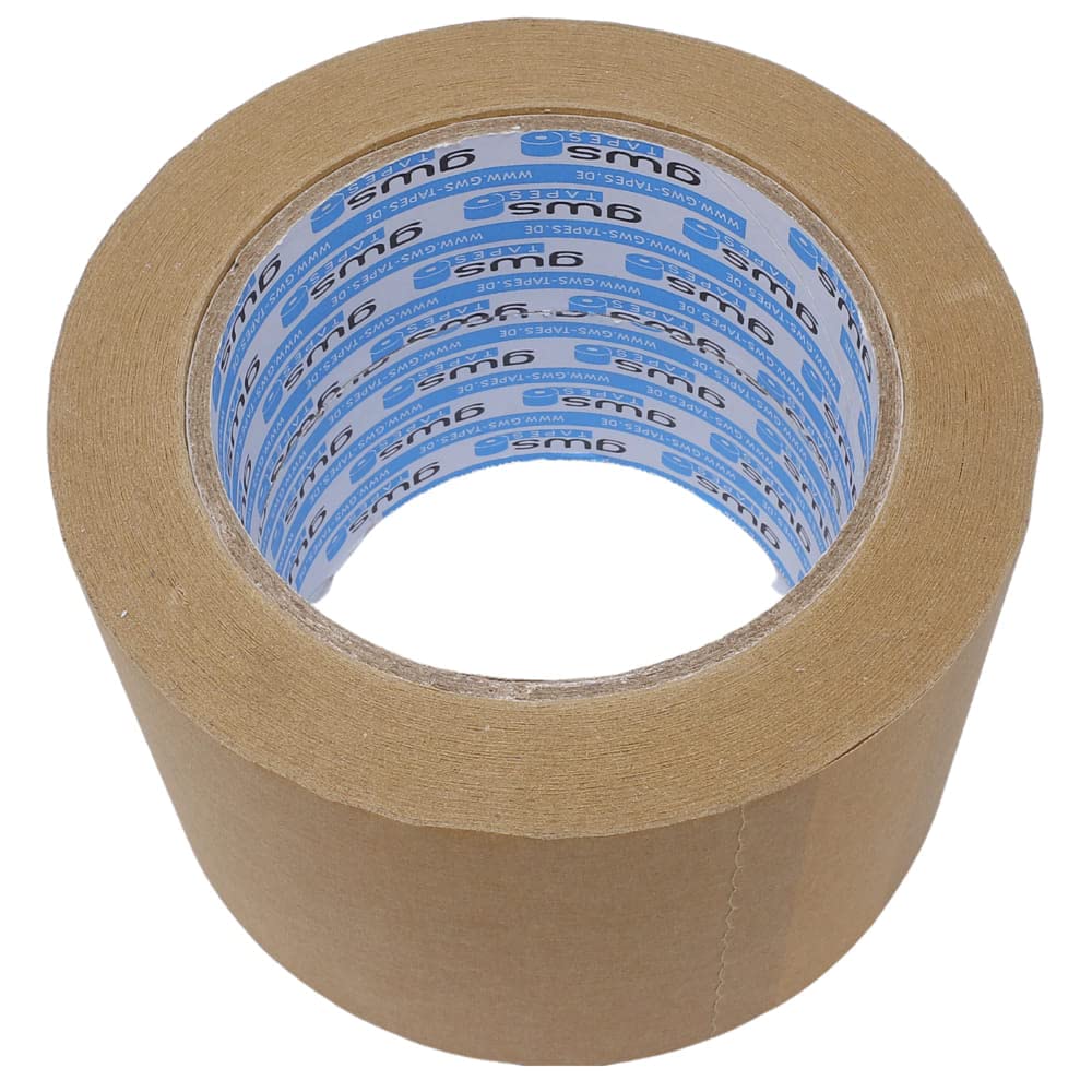 gws tapes Papier-Packband 108 Rollen/Naturkautschuk-Klebstoff/nachhaltig/recyclinggerecht/Klebeband für Pakete, Umzug uvm / 50 m x 50 mm, braun
