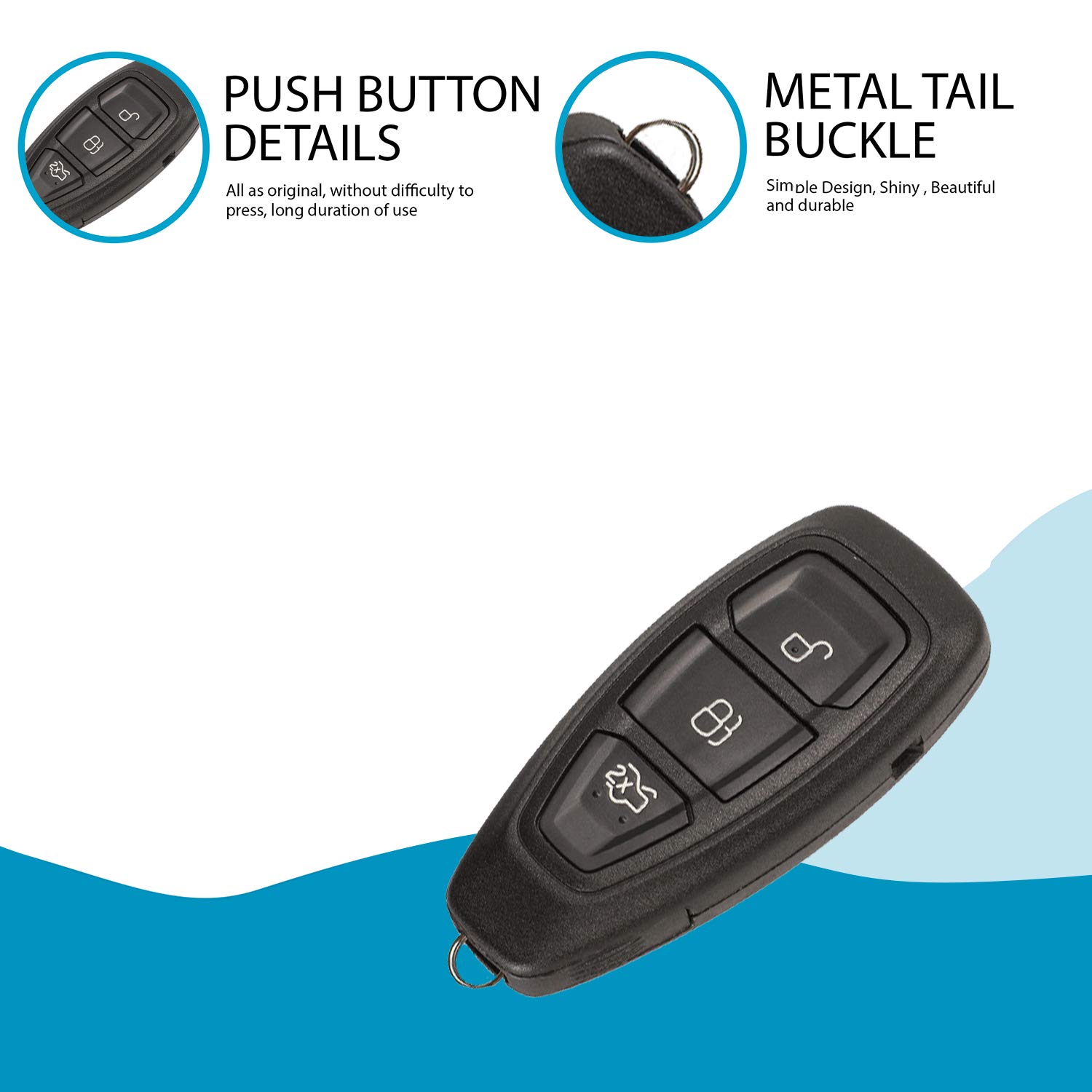 Phonilico obudowa kluczyka do Forda Focus Fiesta C-Max 2 Kuga 2 S-Max 2 Mondeo 4 B-Max Ecosport Galaxy 2 Smart Key klucz radiowy z pilotem zdalnego sterowania, 3 przyciski