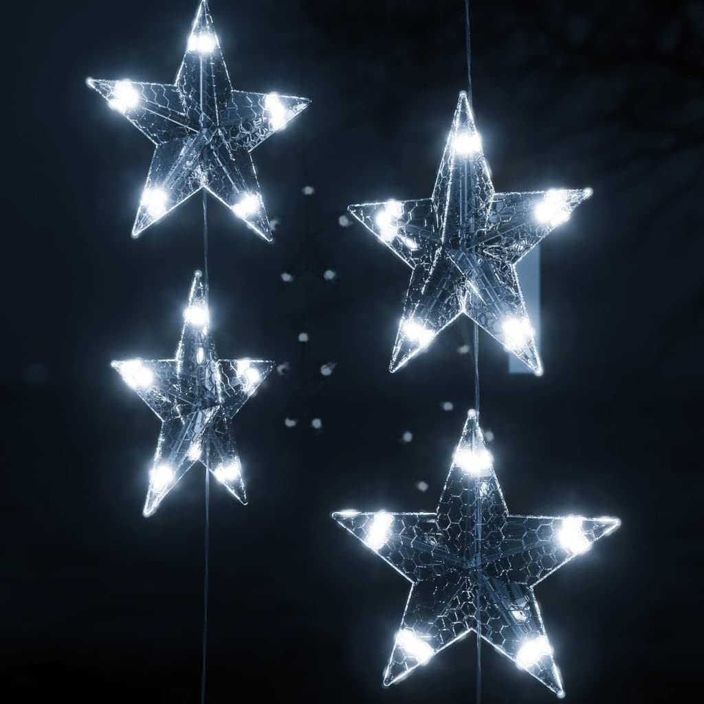 Guirnalda de luces LED con forma de estrella, 500 LED, blanco frío, 8 funciones