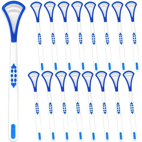 GXXMEI 20 raspadores de lengua para adultos, limpiador de lengua, limpiador de lengua azul, kits de raspadores de cuidado bucal, cepillo de lengua