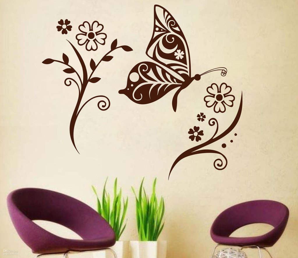 DECOR Kafe Home Decor Butterfly Wall Sticker, Wall Sticker for Bedroom, Wall Art, Wall Poster (PVC Vinyl, 60 X 53 cm) (B00WSN9S00) Amazon Price History, Amazon Price Tracker