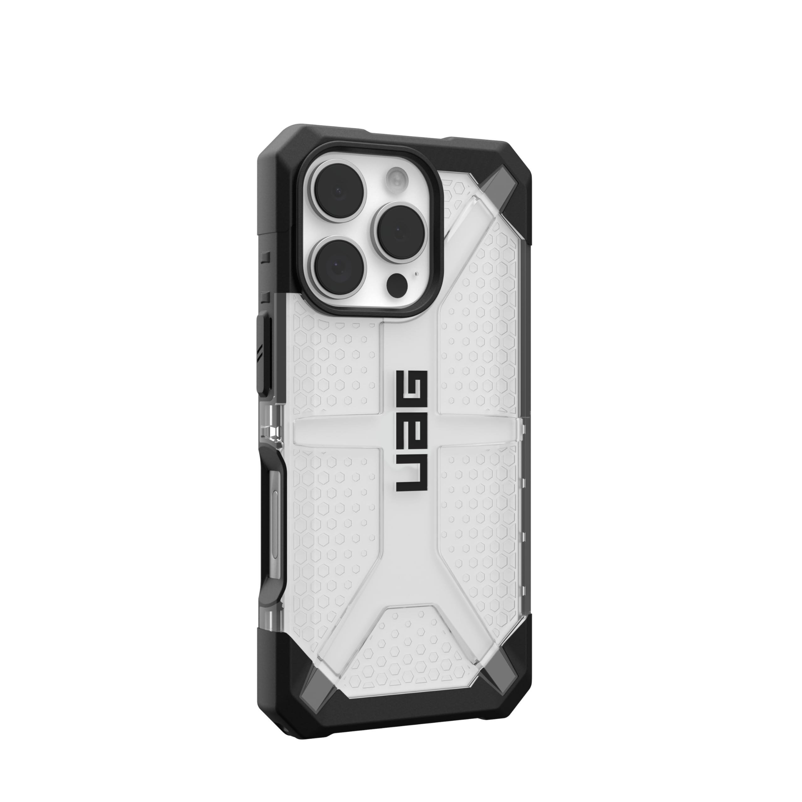 Urban Armor Gear Custodia al plasma compatibile con Apple iPhone 16 Pro (cover Ricarica wireless compatibile, Custodia a prova di caduta, bordo rialzato) ghiaccio (trasparente)