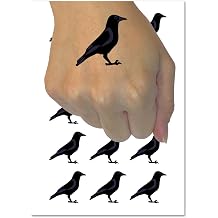 Crow Solid Temporary Tattoo Water Resistant Fake Body Art Set Collection - 15 2" Tattoos 1 Sheet