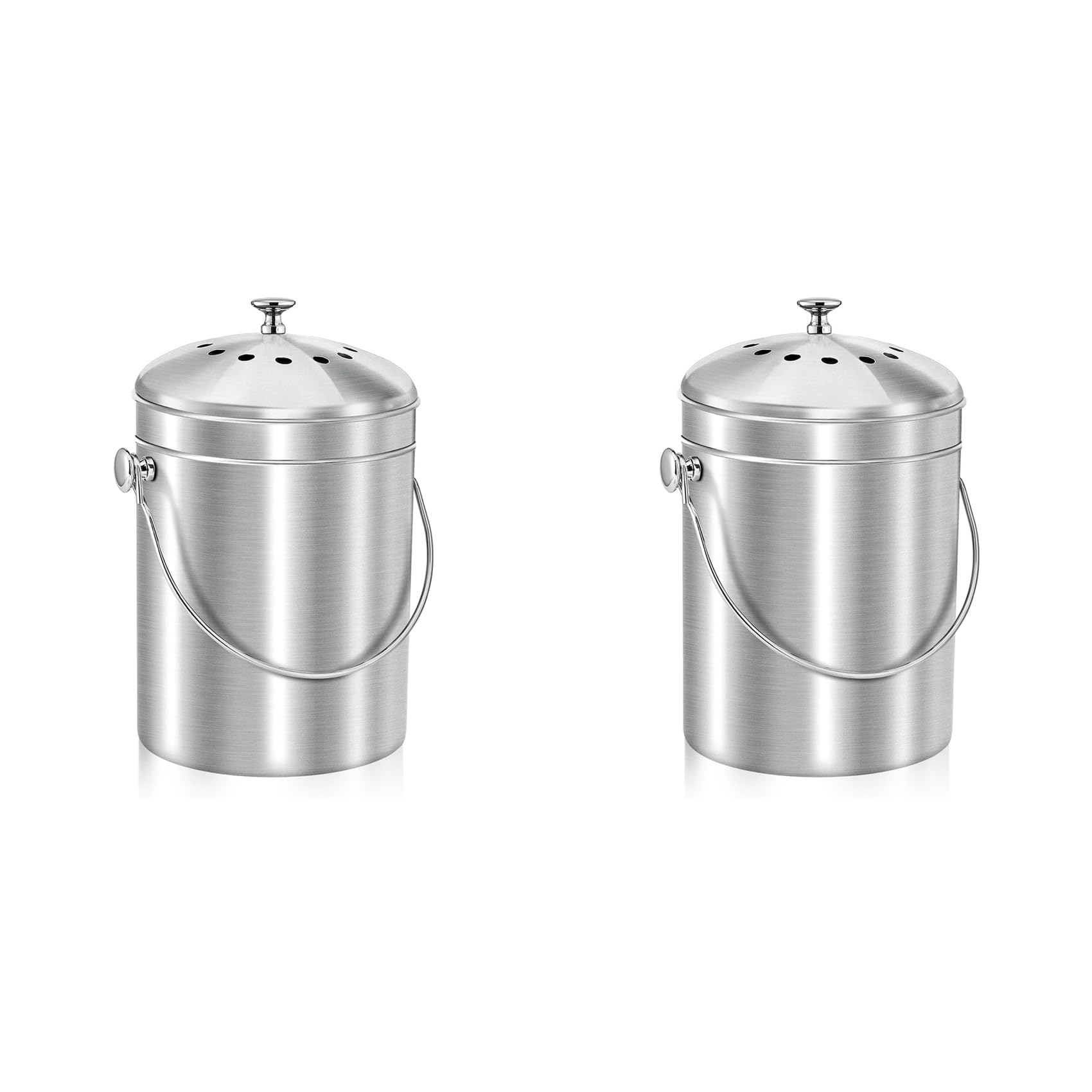 Hndhbfgrt 2X Compost Bucket for Kitchen Countertop,1.3 Gallon Stainless Steel Compost Bin Indoor with Lid