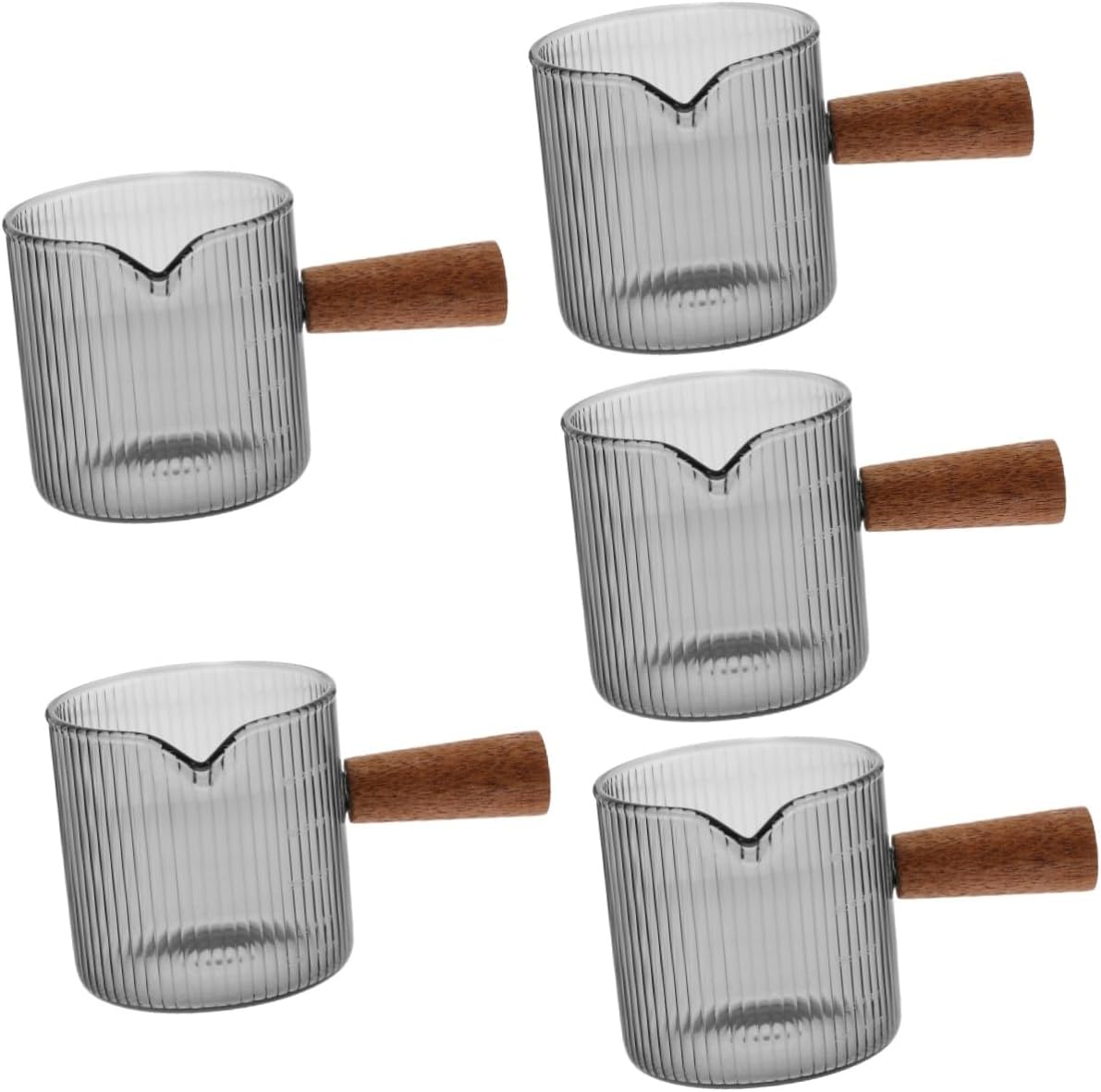 5pcs Milk Pitcher with Handle Espresso Pitcher Lightweight Glass Coffee for Artful Latte Designs for Coffee Bars Restaurants