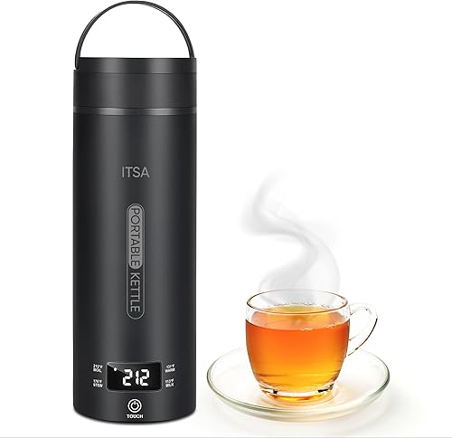 Miniatura 7 de ITSA Hervidor eléctrico de viaje de 16.9 fl oz, portátil, de acero inoxidable, con control de temperatura y apagado automático, mini hervidor