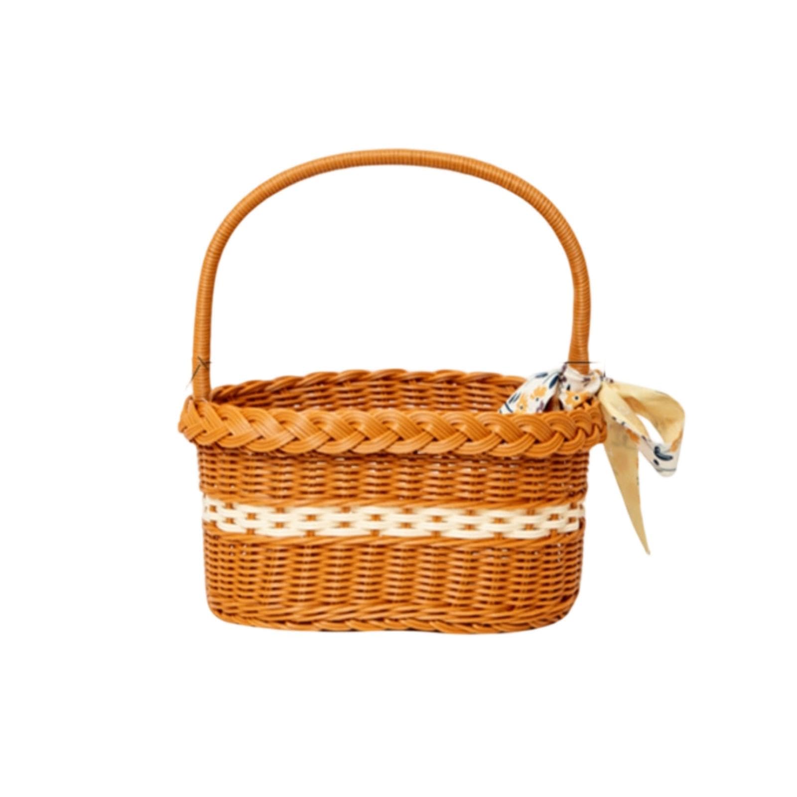 Picnic Basket with Handle Imitation Rattan Wicker Basket Woven for Market S-image-32
