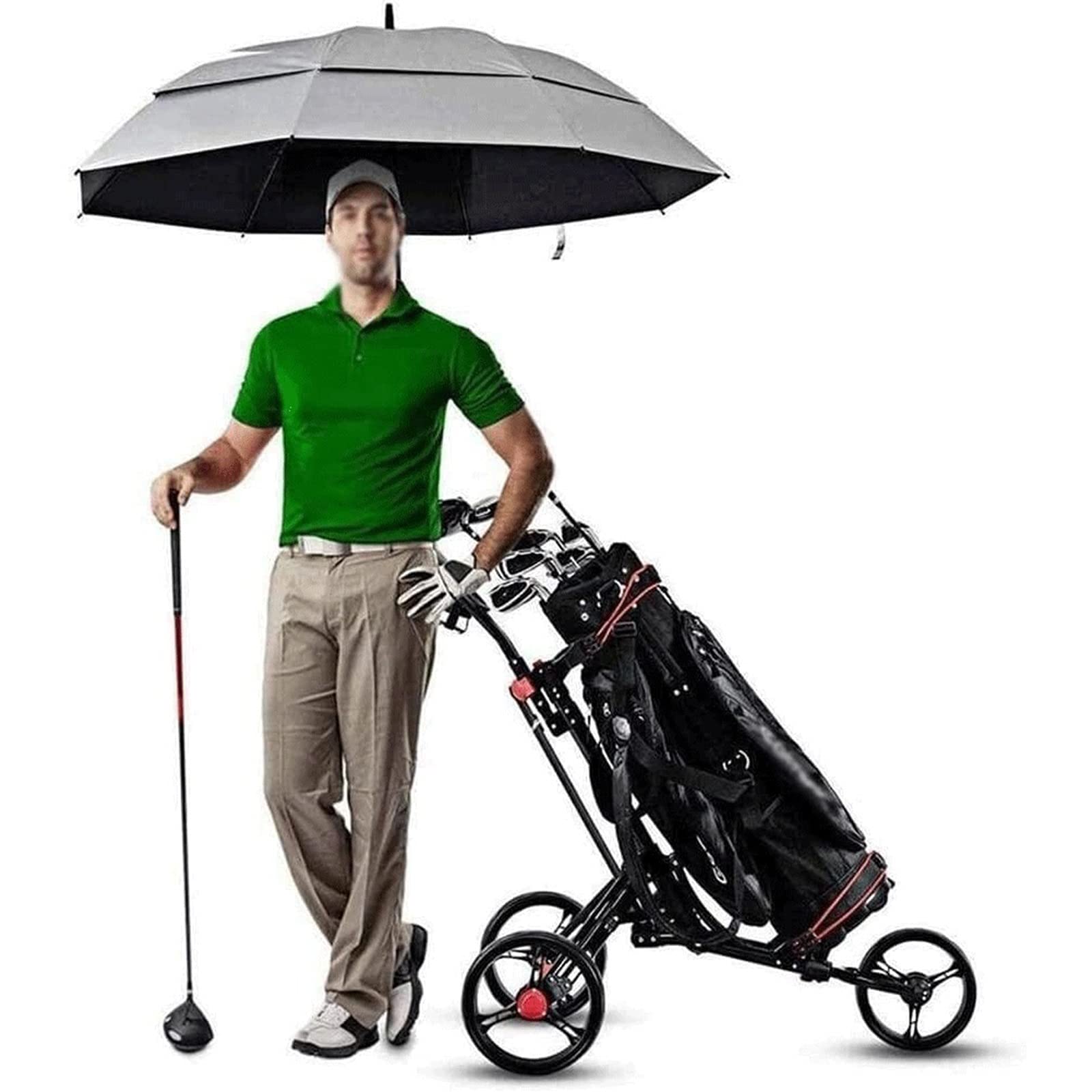Golf PushCart Push Cart for Golf Clubs Golf Push Cart 3 Wheel with 360 Rotating Front Wheel, One Second to Open and Close, Collapsible Golf Caddy,Lightweight Golf Cartart