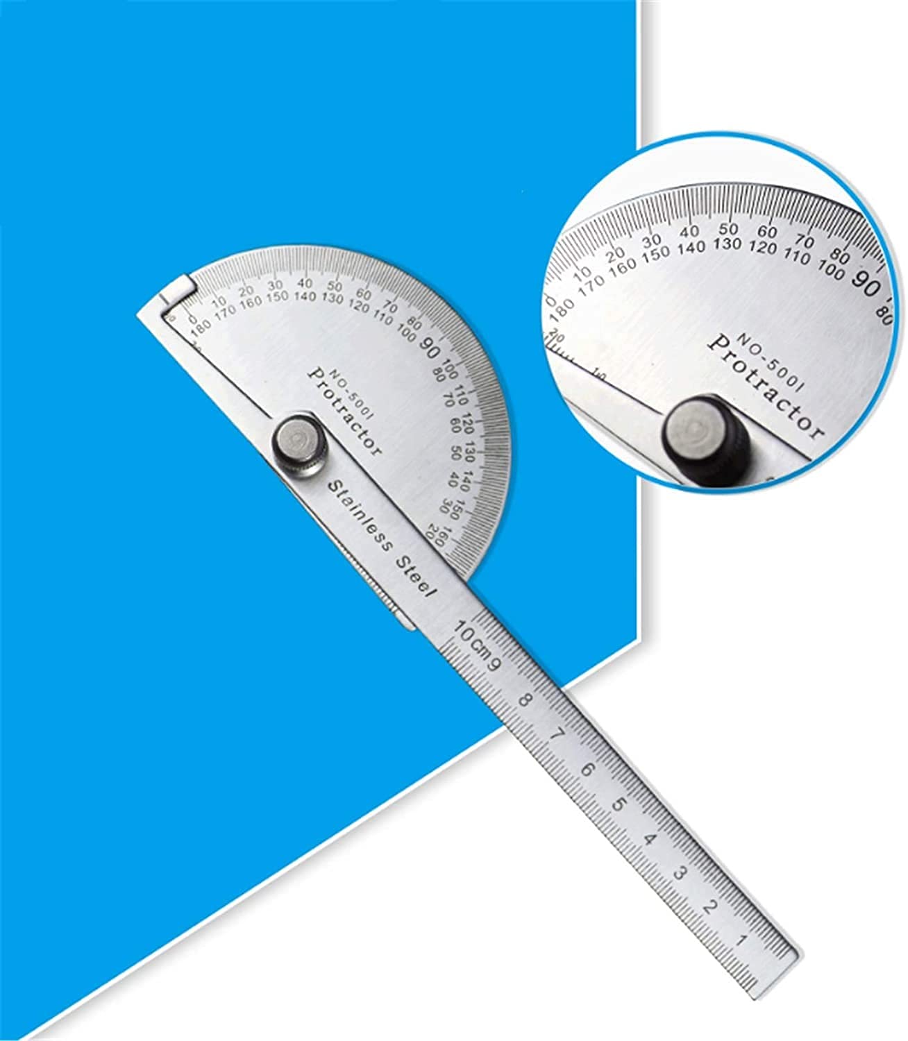 WJJ Righello Angolo di visualizzazione Digitale 5pcs Righello Angolo 180 Angolo Calibro Angolo 100mm Righello Angolo Righello in Acciaio Inox Righello 0-180 ° semicerchio