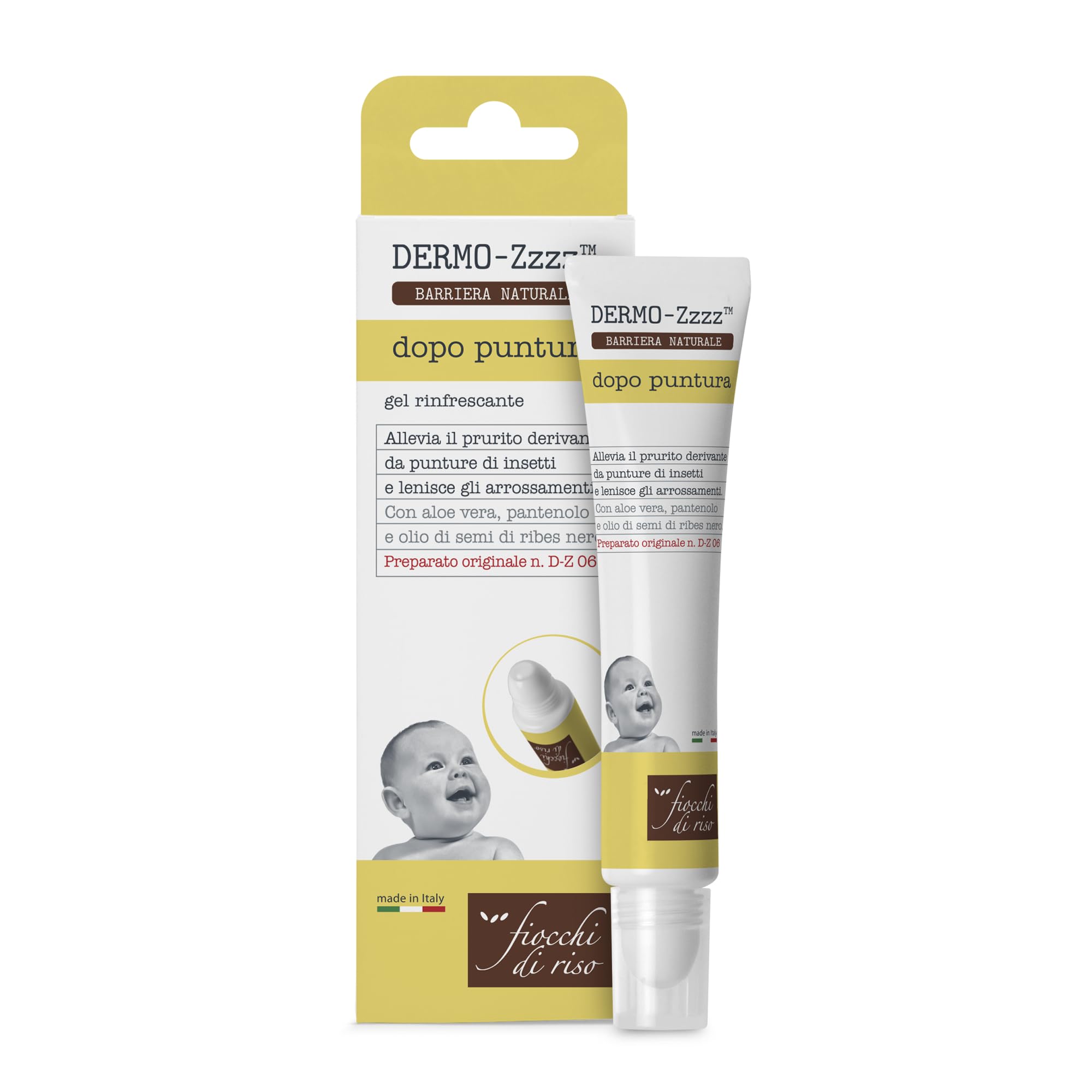 Fiocchi di Riso - Dermo-​Zzzz Dopo Puntura - 14ml - ZANZARE - Allevia il prurito derivante da punture di insetti e lenisce gli arrossamenti.
