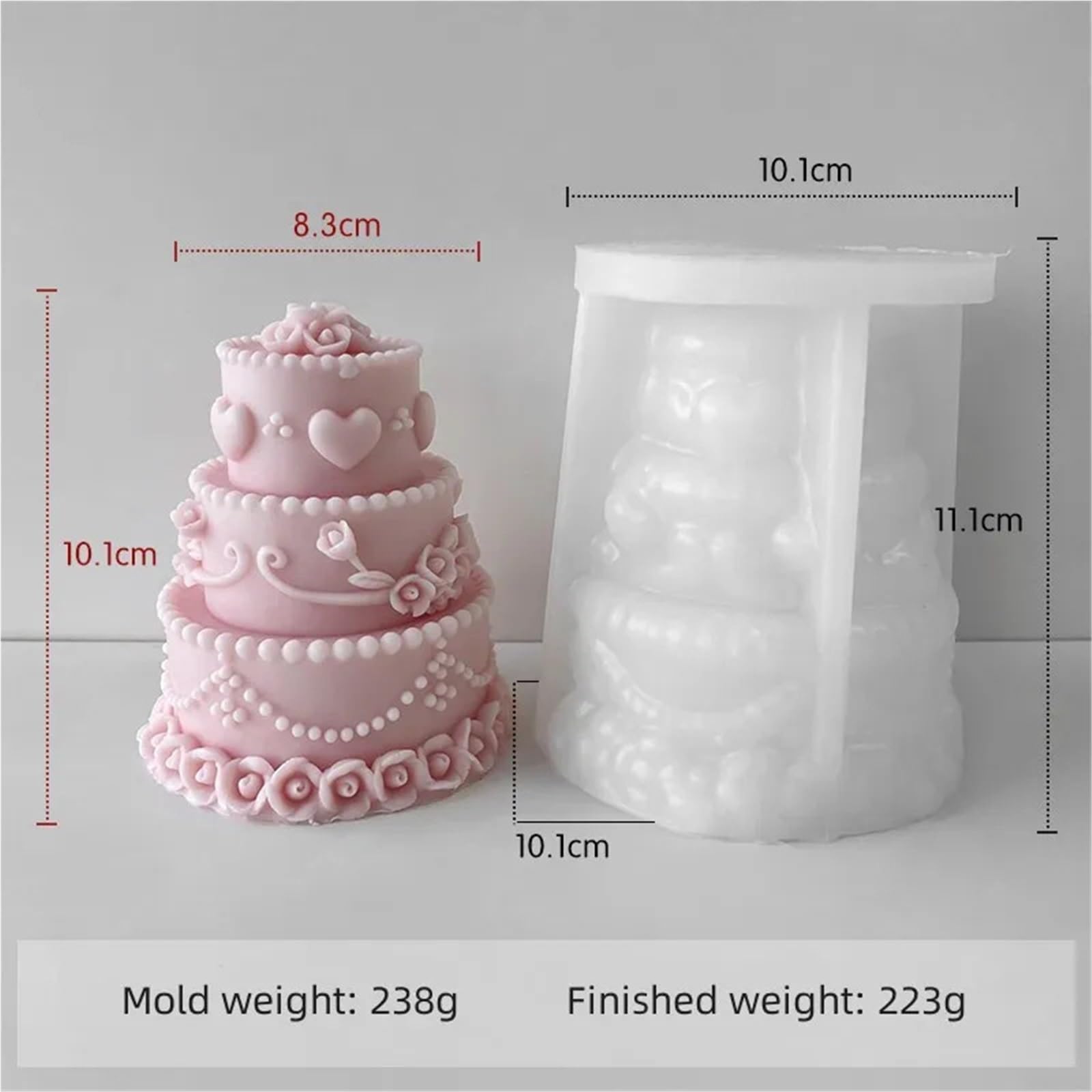 Moule à gâteau d'anniversaire en Silicone, faire soi-même, plâtre de bougie, multicouche 3D, outils cuisson gâteaux au sucre, bonbons chocolat, 2 pièces Pour Bougie(L)
