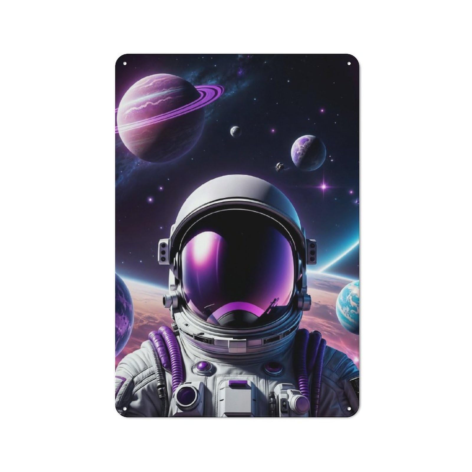Tin Sign 30x20cm with Close Up Astronaut Space for Pub Or Café, Rustic Decor, Wall Decoration for A Recently Updated Pub And Café