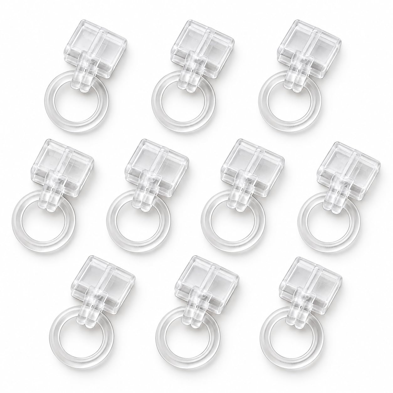 Clear Roman Blind Clip On Rings for 4mm Rods, Pack of 10